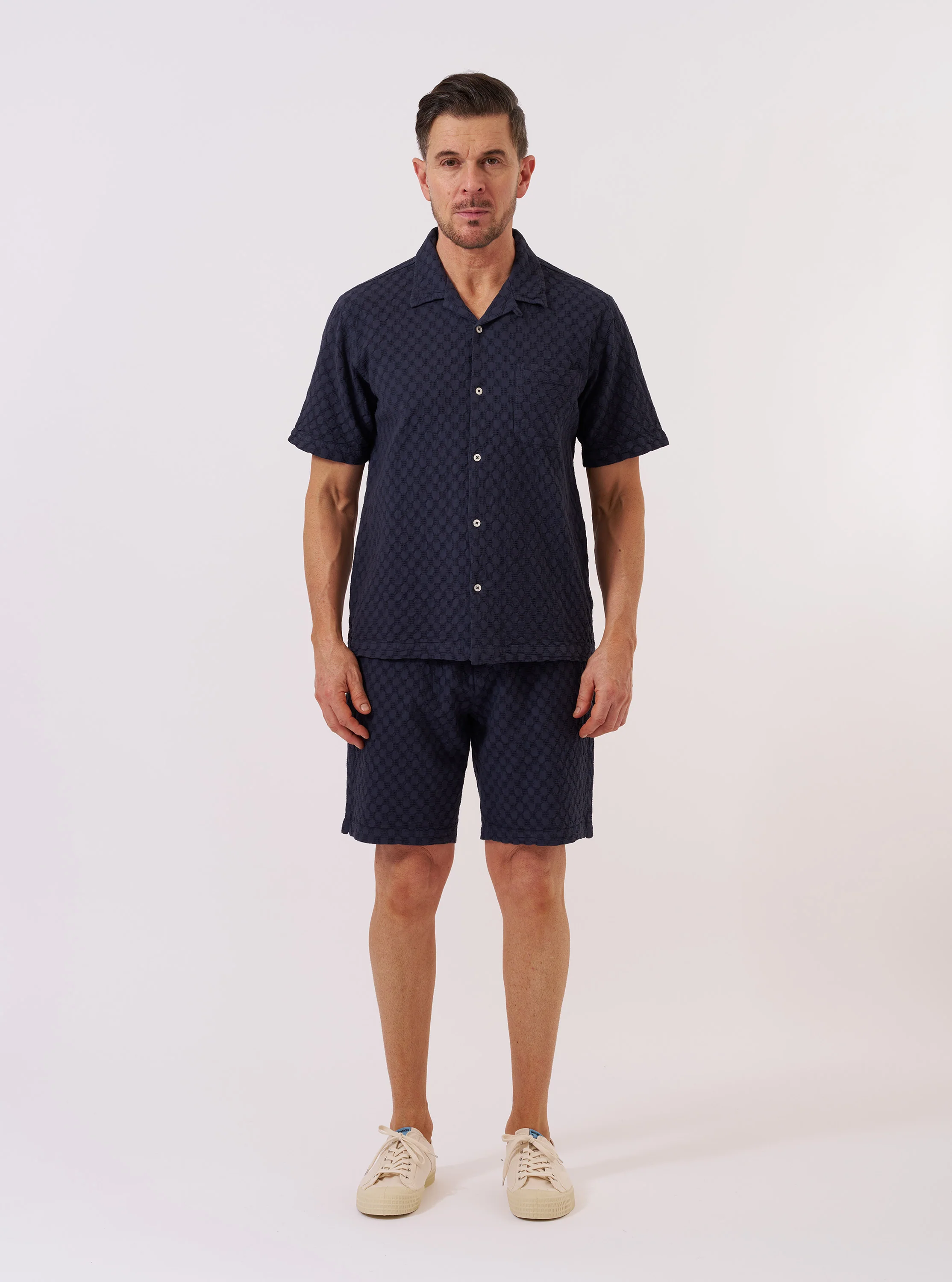 Navy Dot Waffle Road Shirt - Image 7