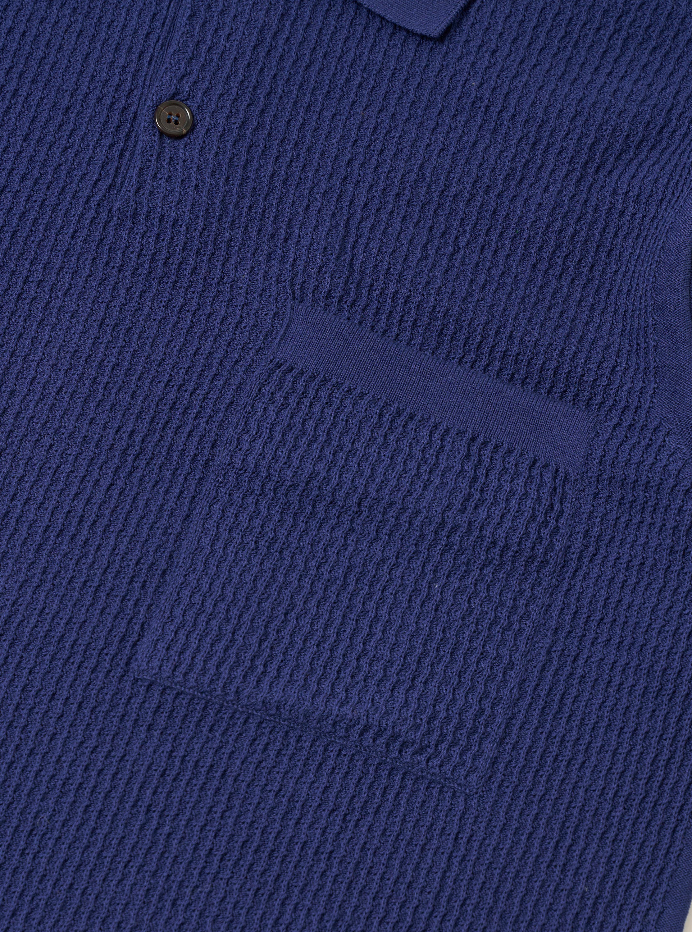 Navy Fine Texture Tricot S/S Knit Polo - Image 7
