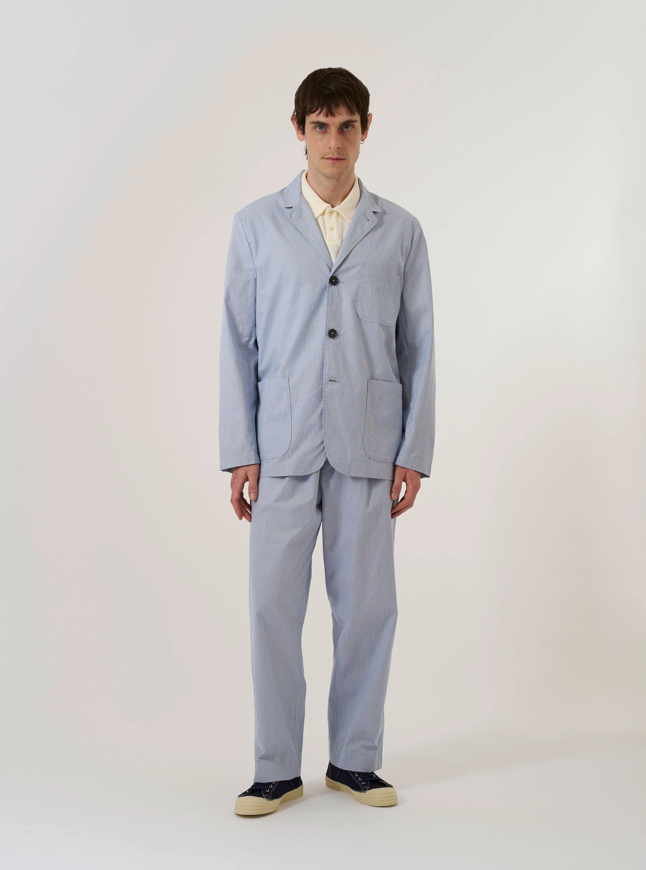 Navy Kennedy Stripe Three Button Jacket - Image 8