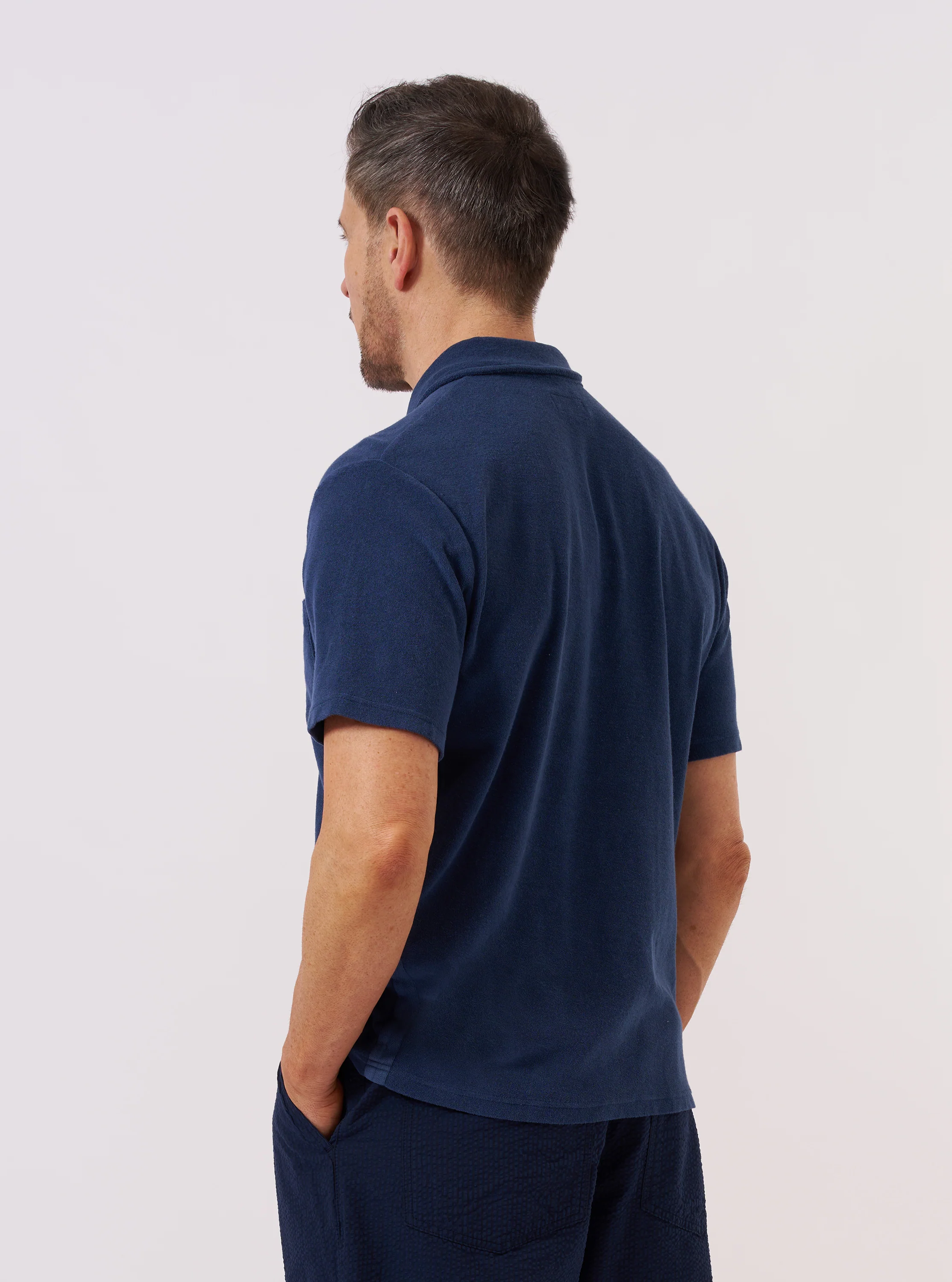Navy Light Weight Terry Newlyn Polo - Image 3