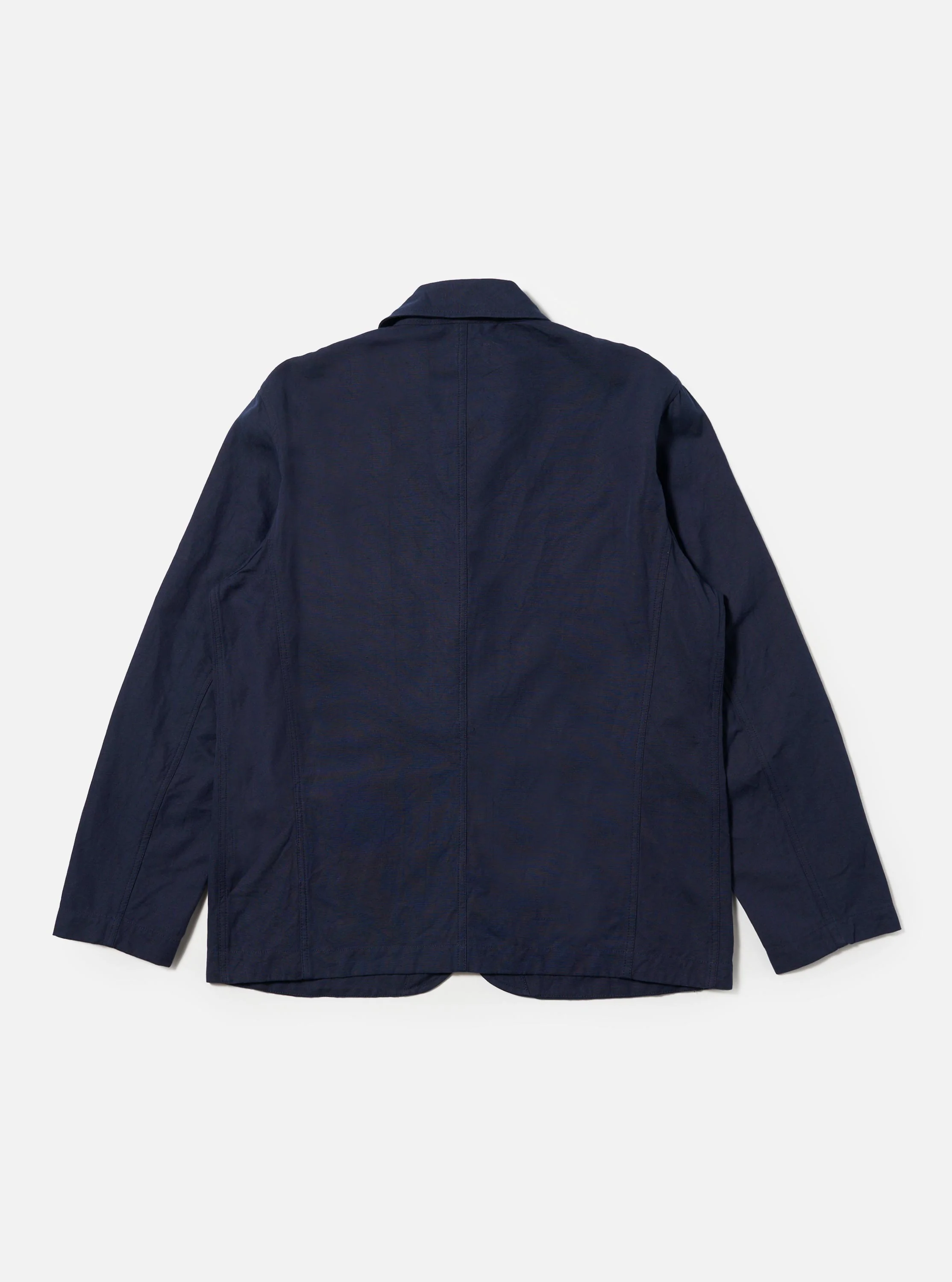 Navy Linen Slub Weave Bakers Jacket - Image 5