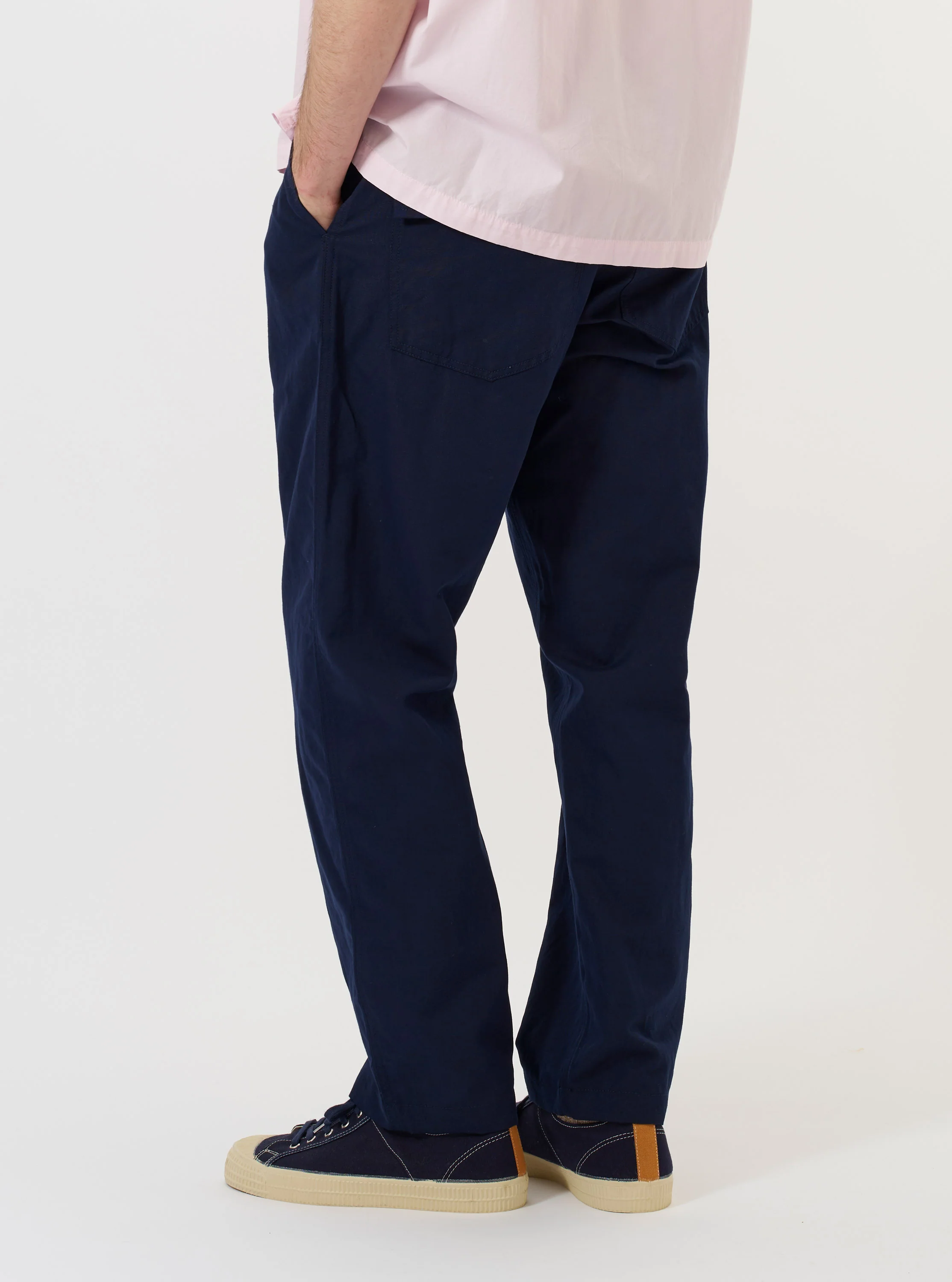 Navy Linen Slub Weave Dizzy Trouser - Image 3