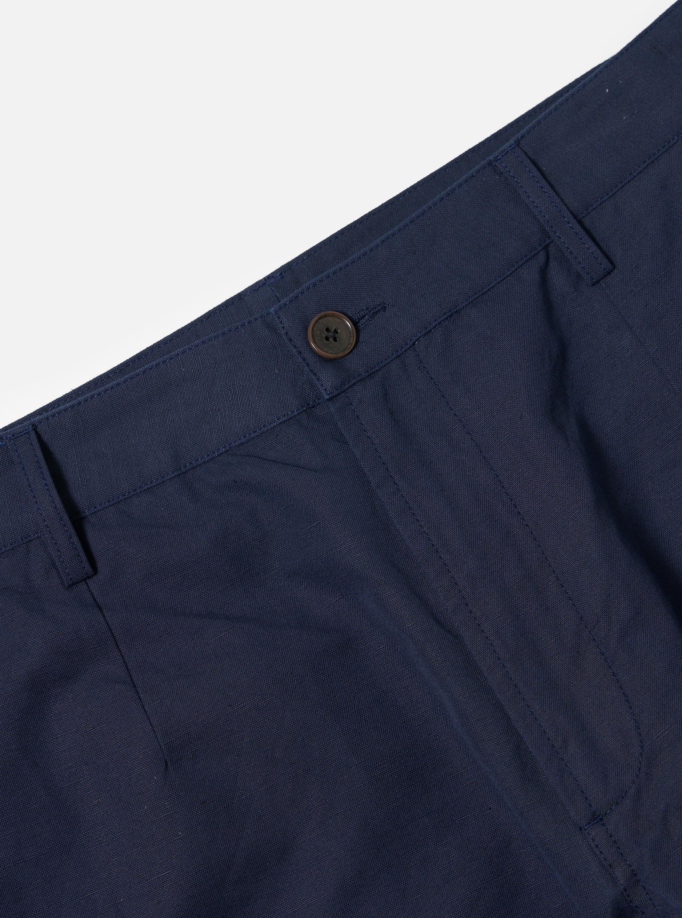 Navy Linen Slub Weave Dizzy Trouser - Image 6