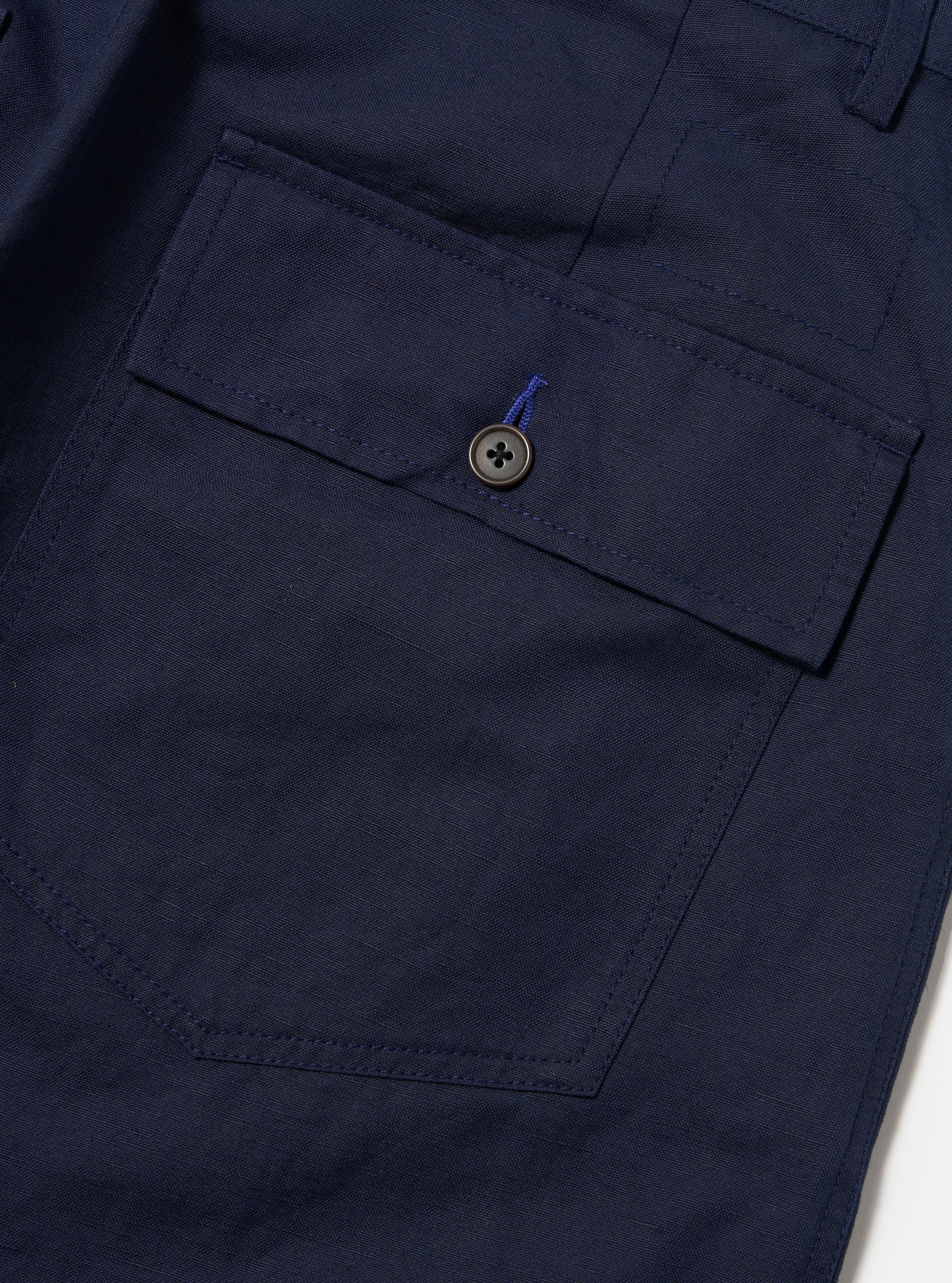 Navy Linen Slub Weave Dizzy Trouser - Image 7