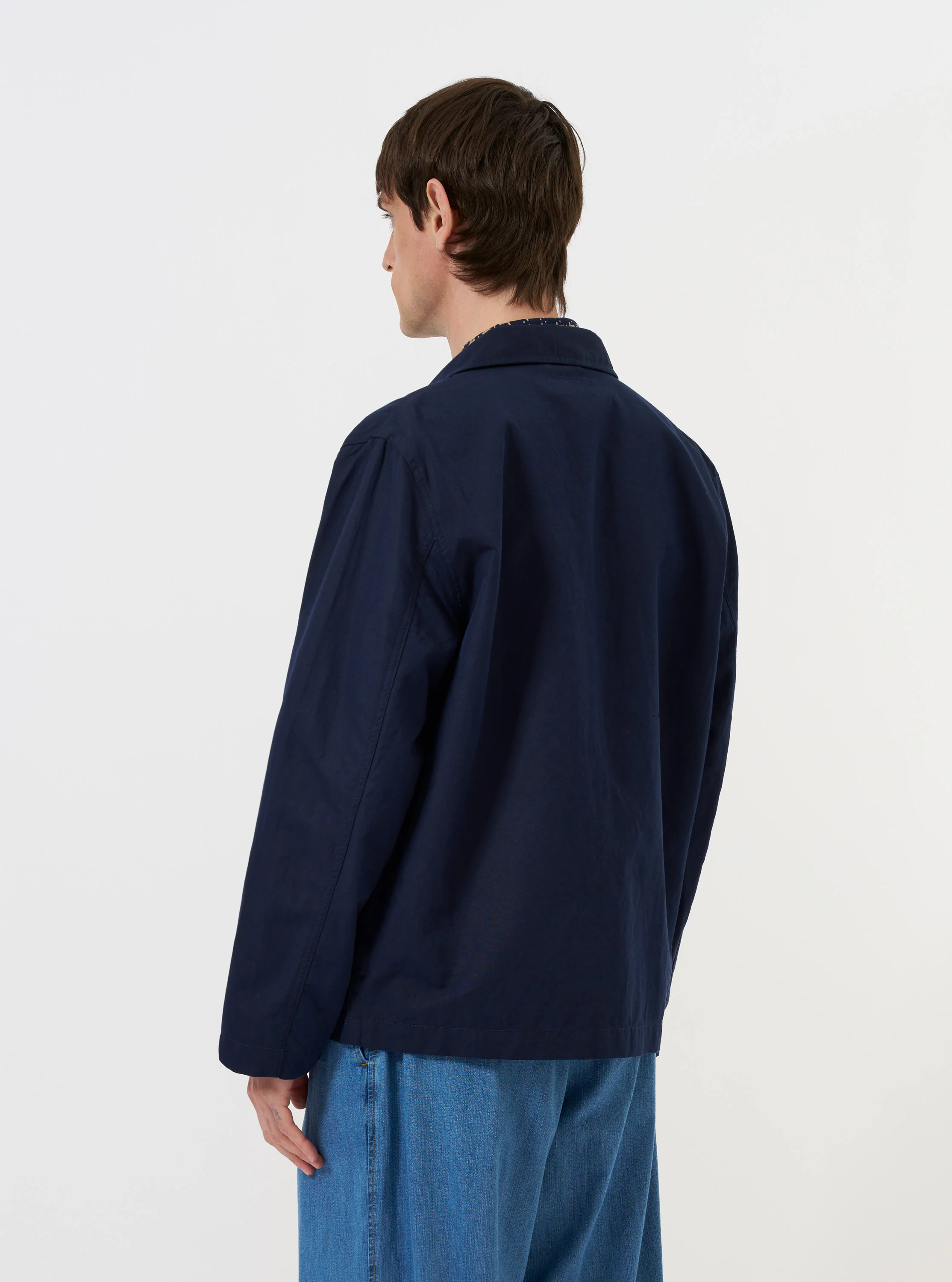 Navy Linen Slub Weave Franck Jacket - Image 3