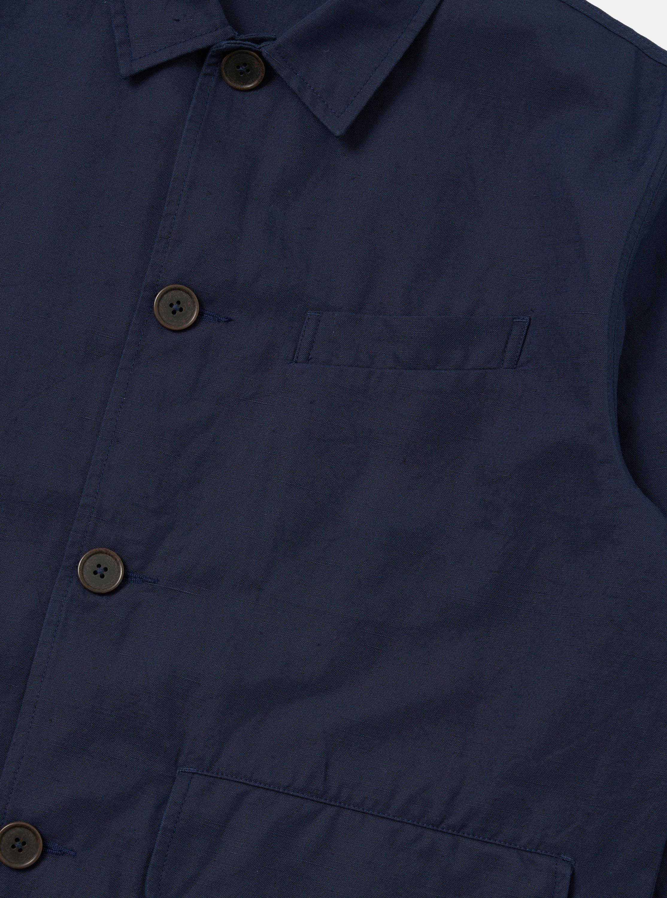Navy Linen Slub Weave Franck Jacket - Image 6
