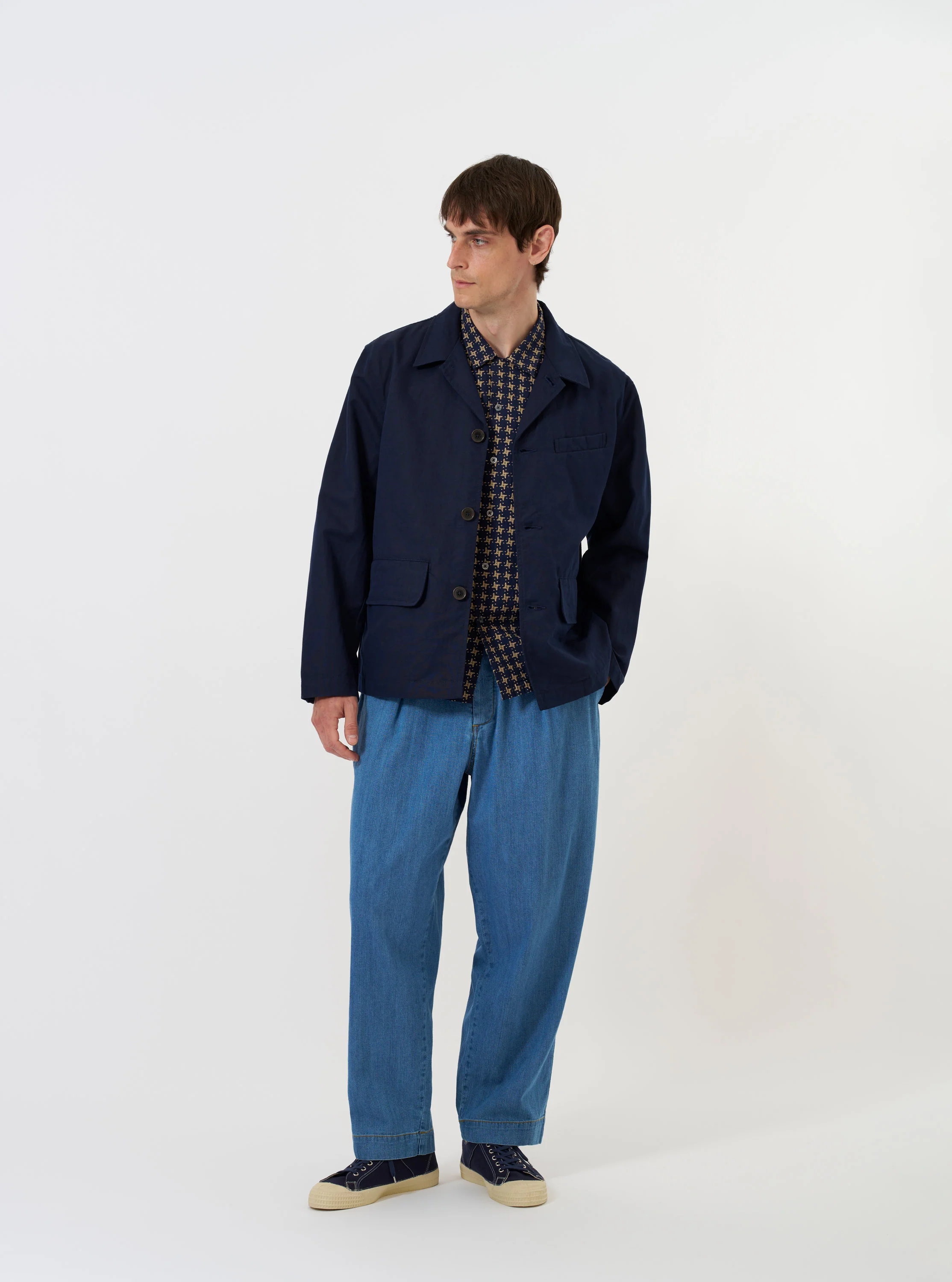 Navy Linen Slub Weave Franck Jacket - Image 7