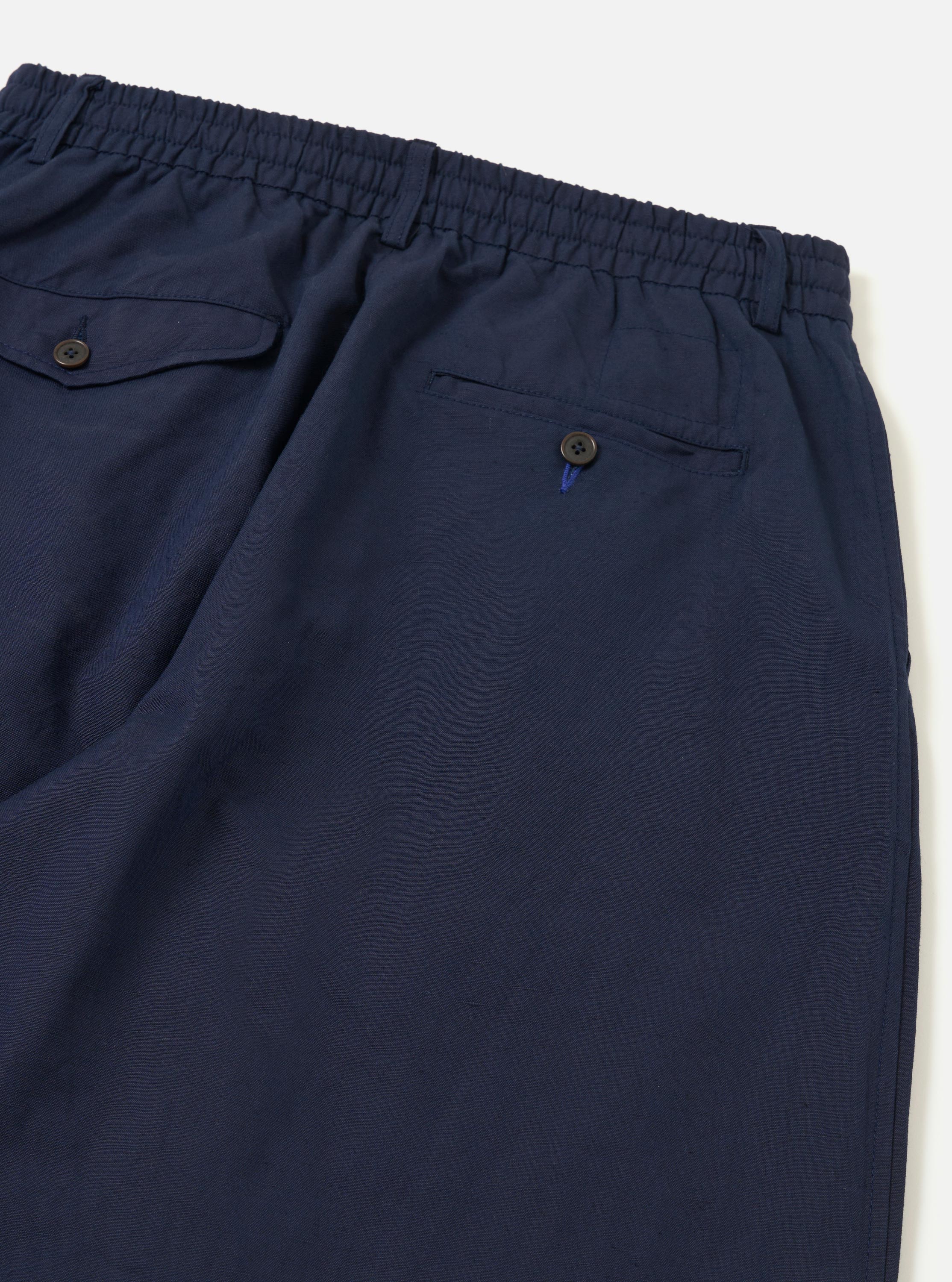 Navy Linen Slub Weave Oxford Pant - Image 7