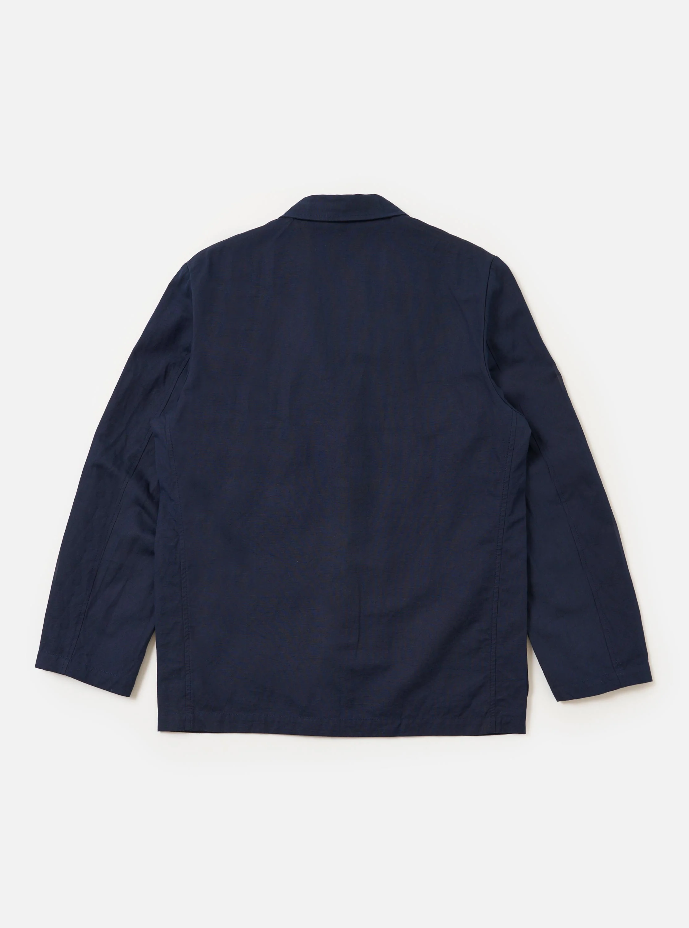 Navy Linen Slub Weave Two Button Jacket - Image 5