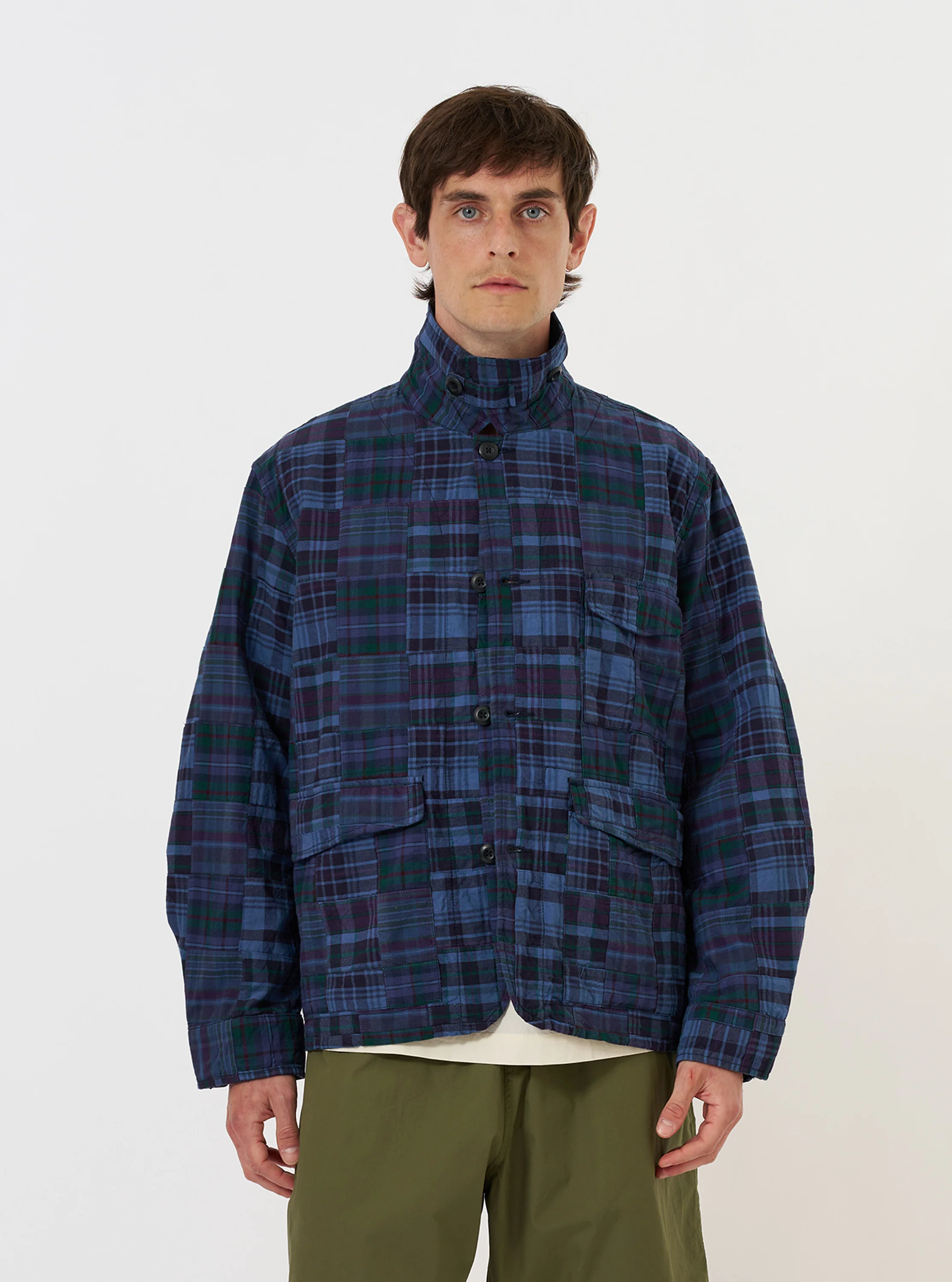 Navy Madras Patchwork Duty Jacket - Image 2