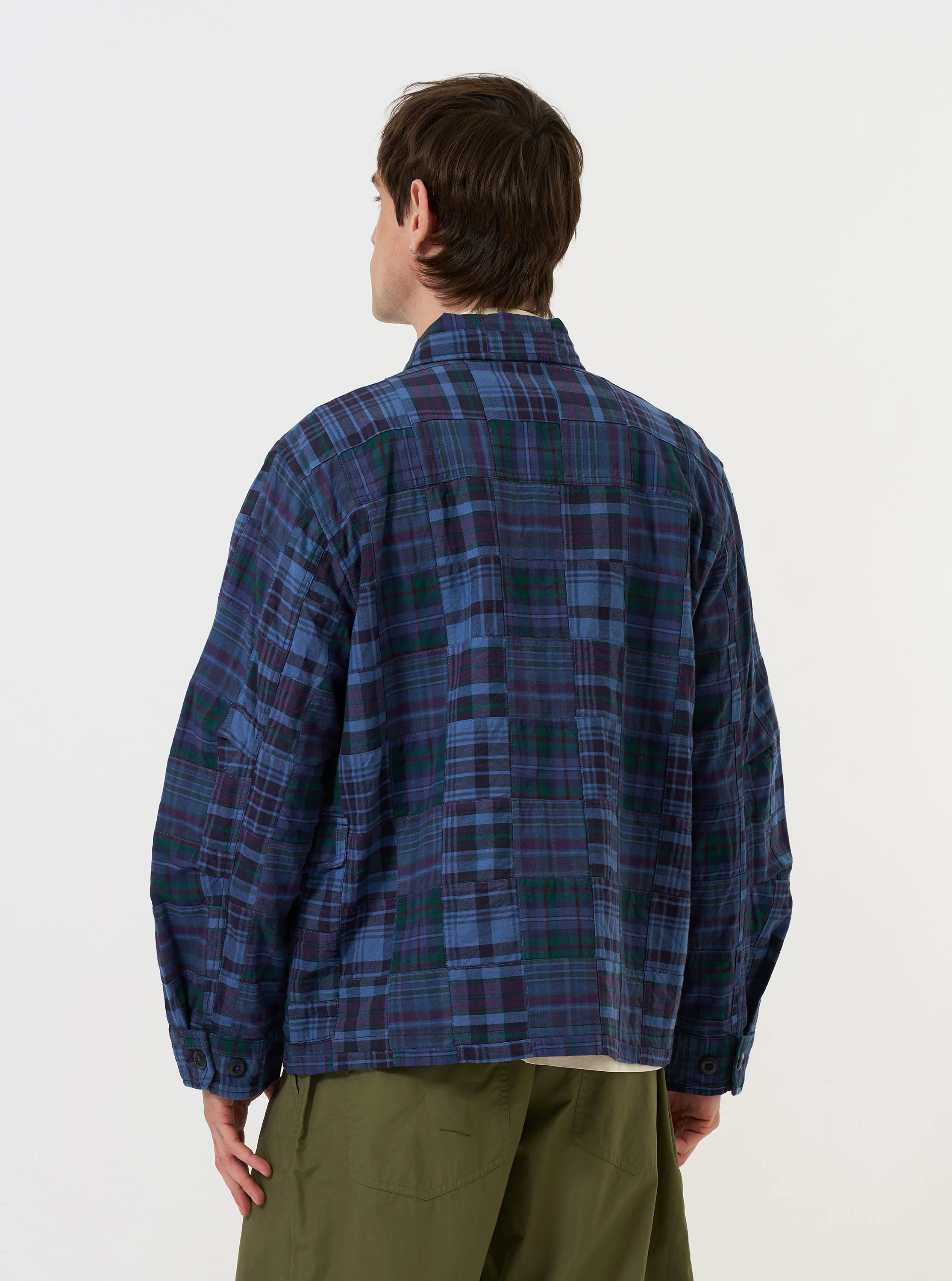Navy Madras Patchwork Duty Jacket - Image 3