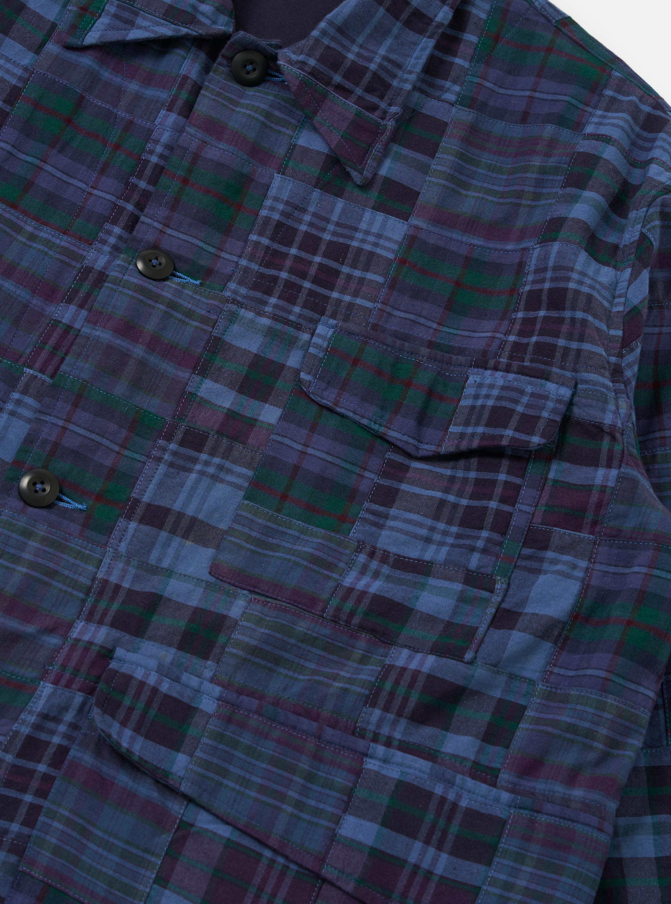 Navy Madras Patchwork Duty Jacket - Image 6