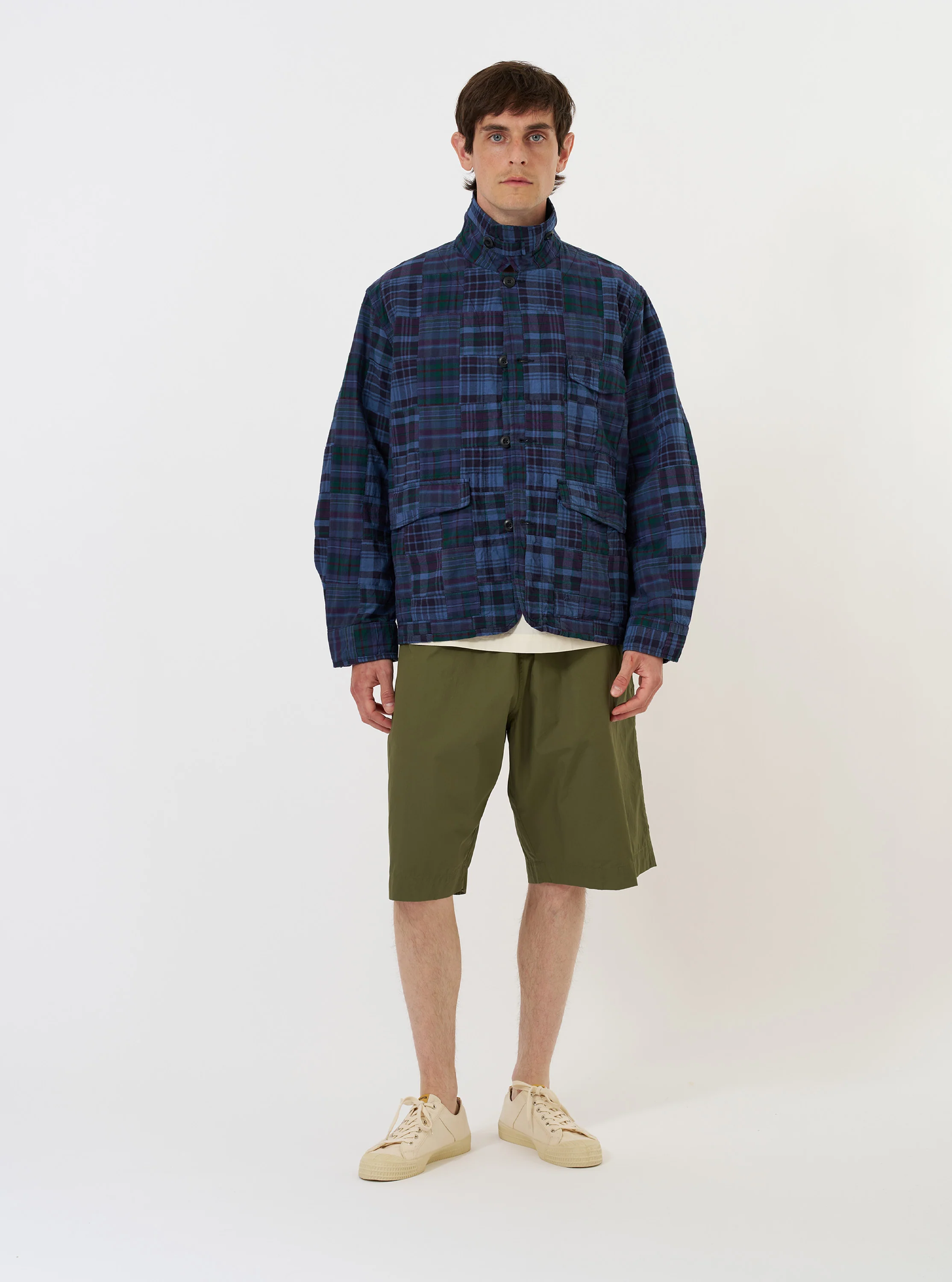 Navy Madras Patchwork Duty Jacket - Image 9