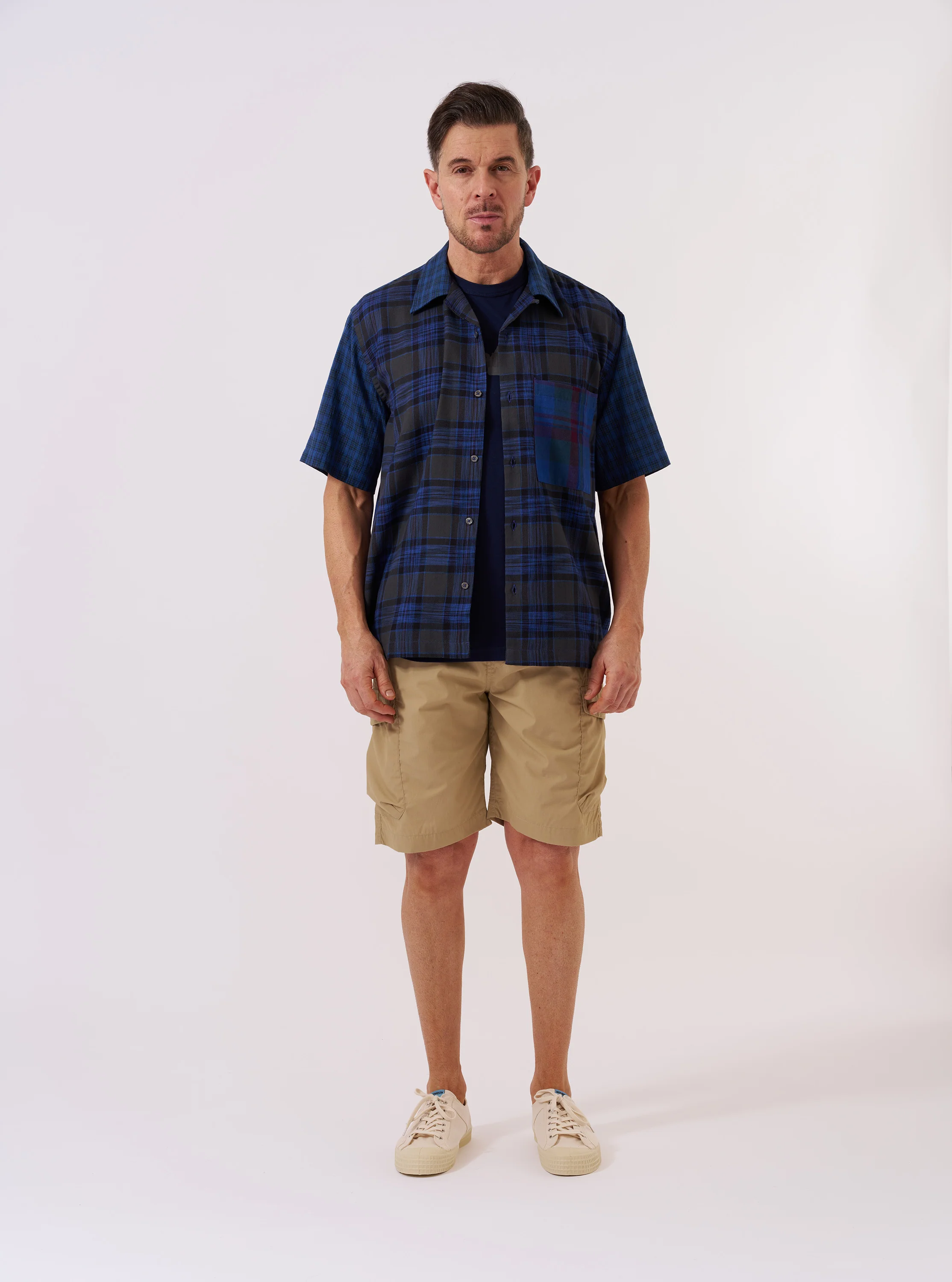 Limited Edition Navy Mixed Check Camp Shirt - Image 3