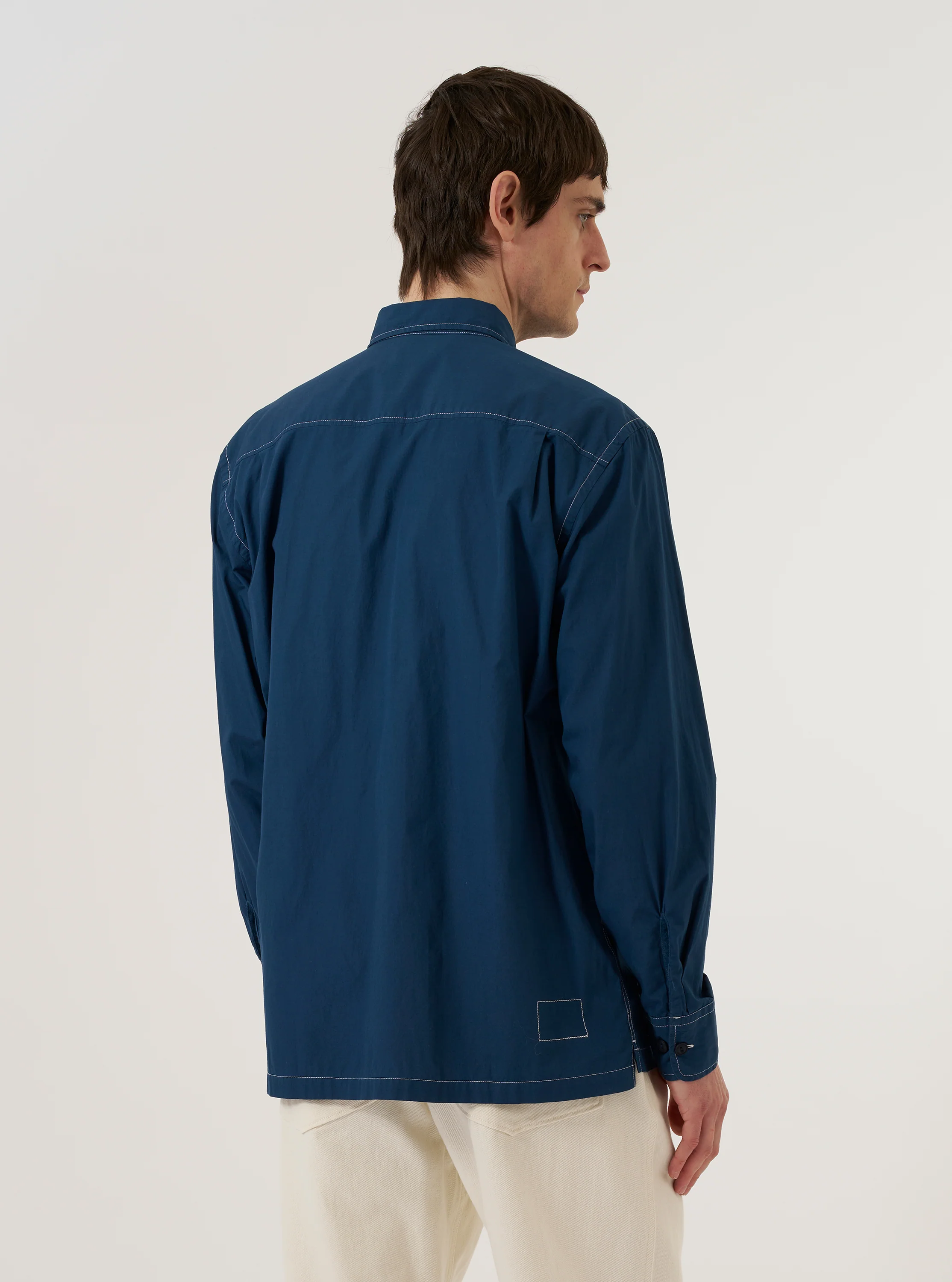 Navy Organic Fine Poplin CPO Shirt - Image 3