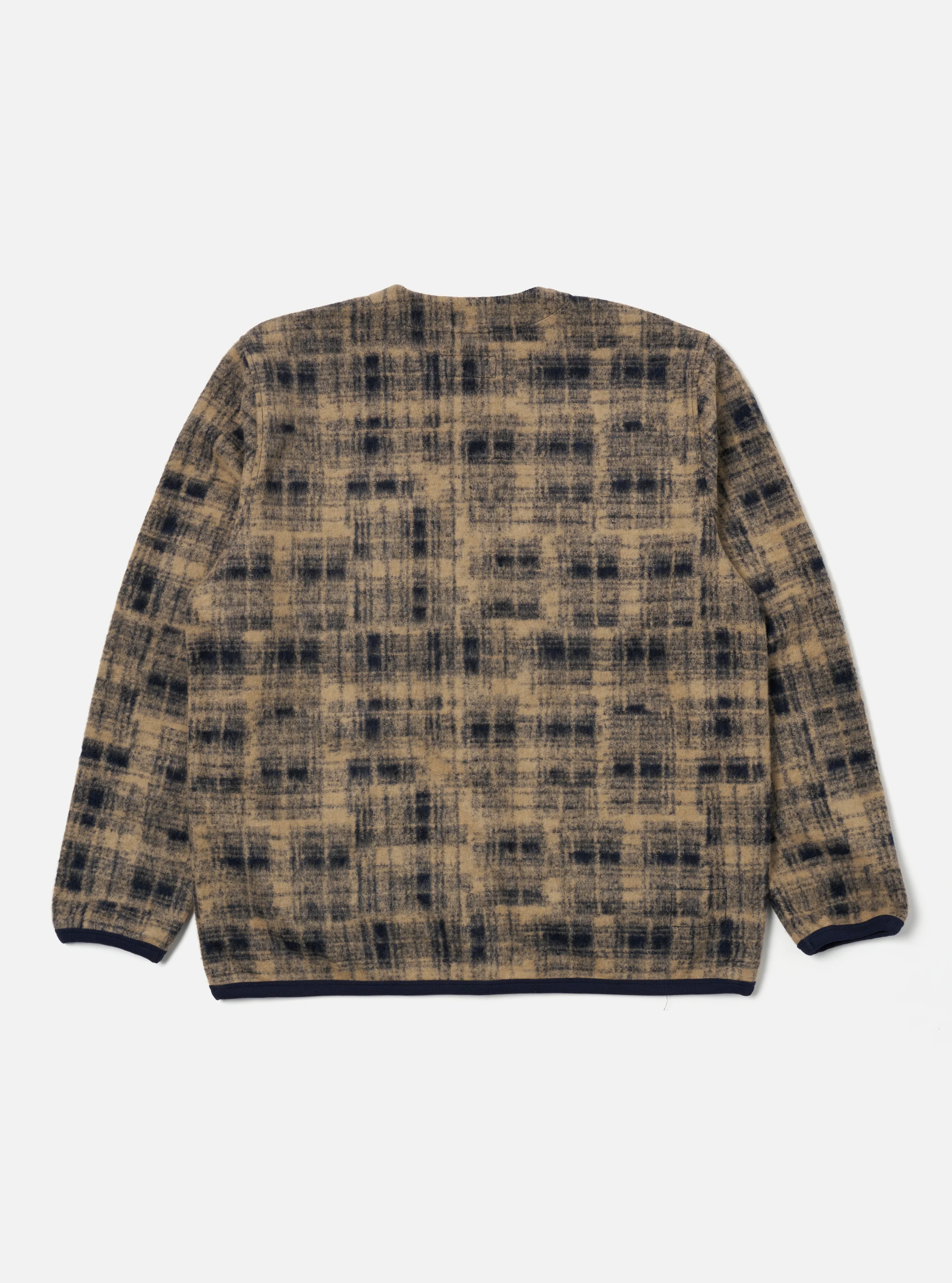 Navy Patch Check Fleece Cardigan - Image 3