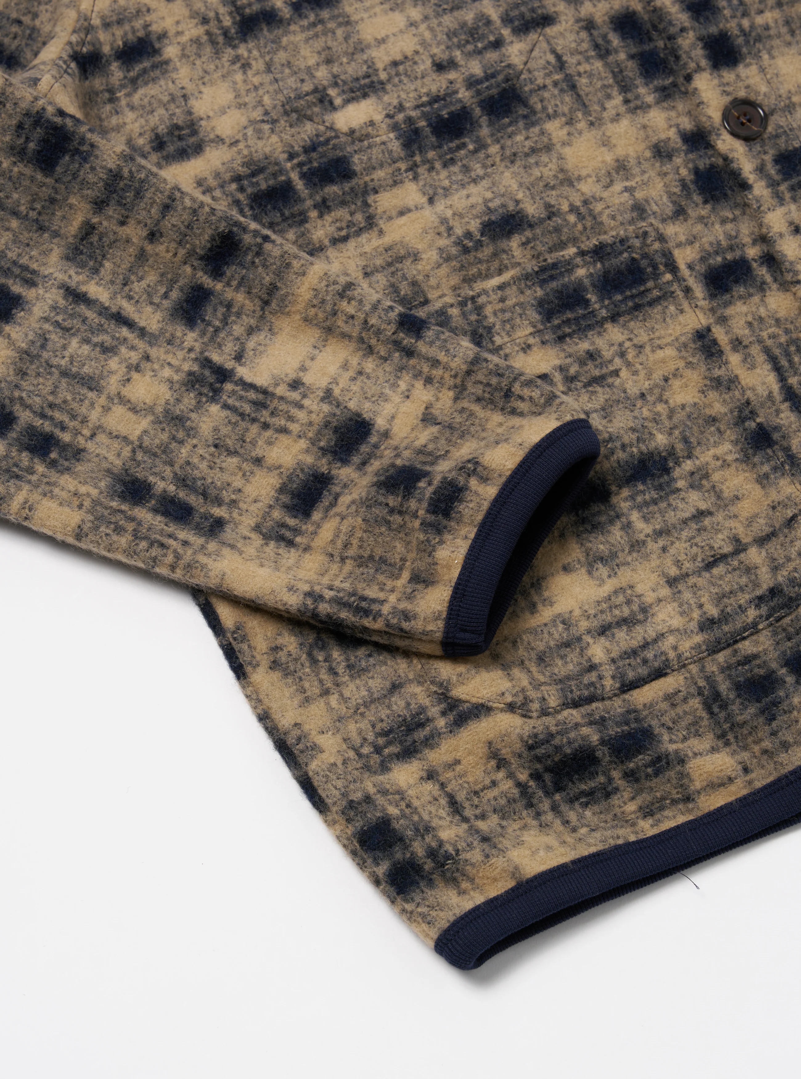 Navy Patch Check Fleece Cardigan - Image 6