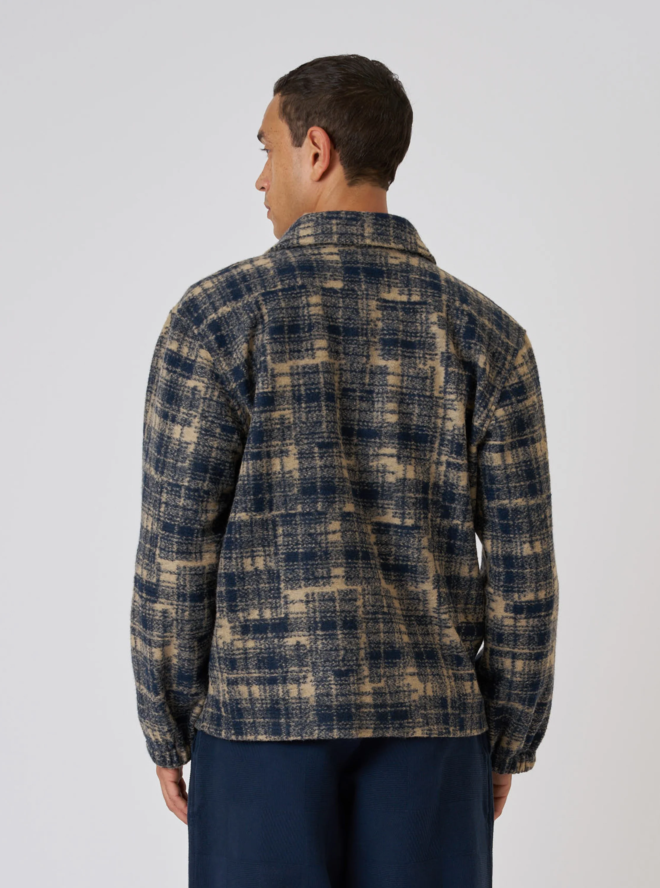 Navy Patch Check Fleece Rams Jacket - Image 3
