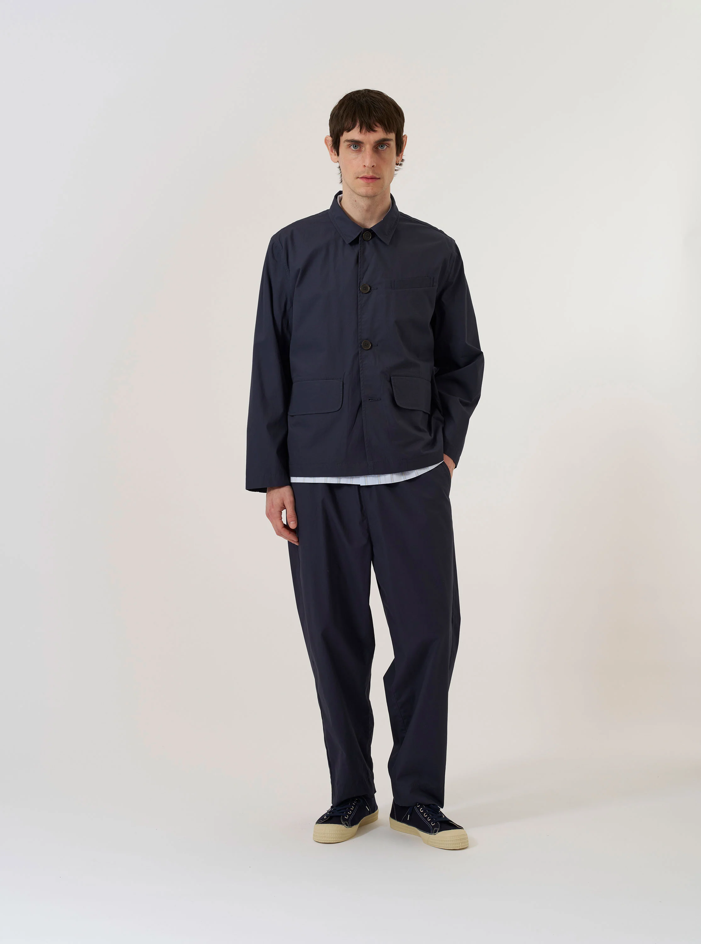 Navy Peached Poplin Franck Jacket - Image 7