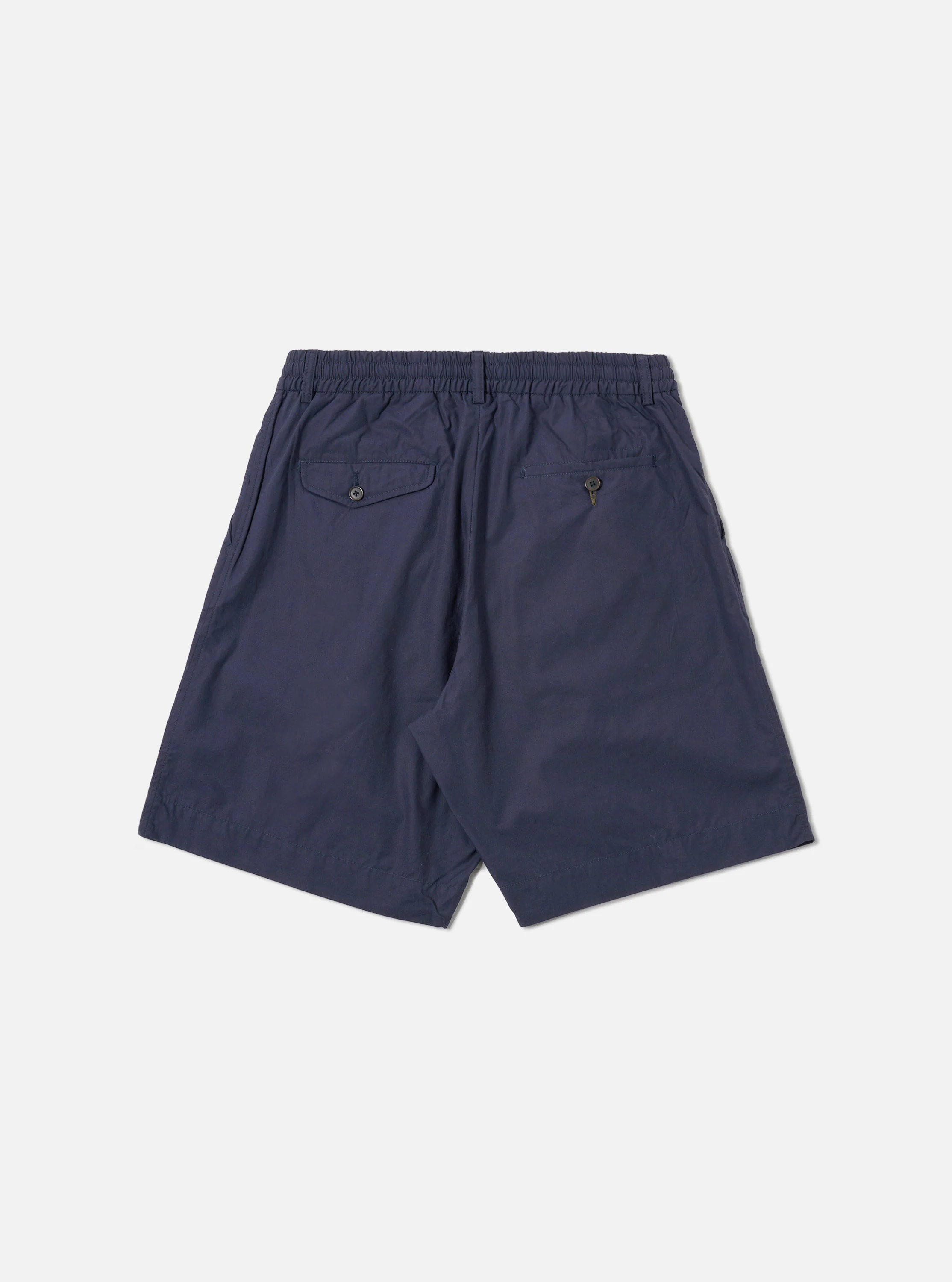 Navy Peached Poplin Pleated Track Short - Image 3