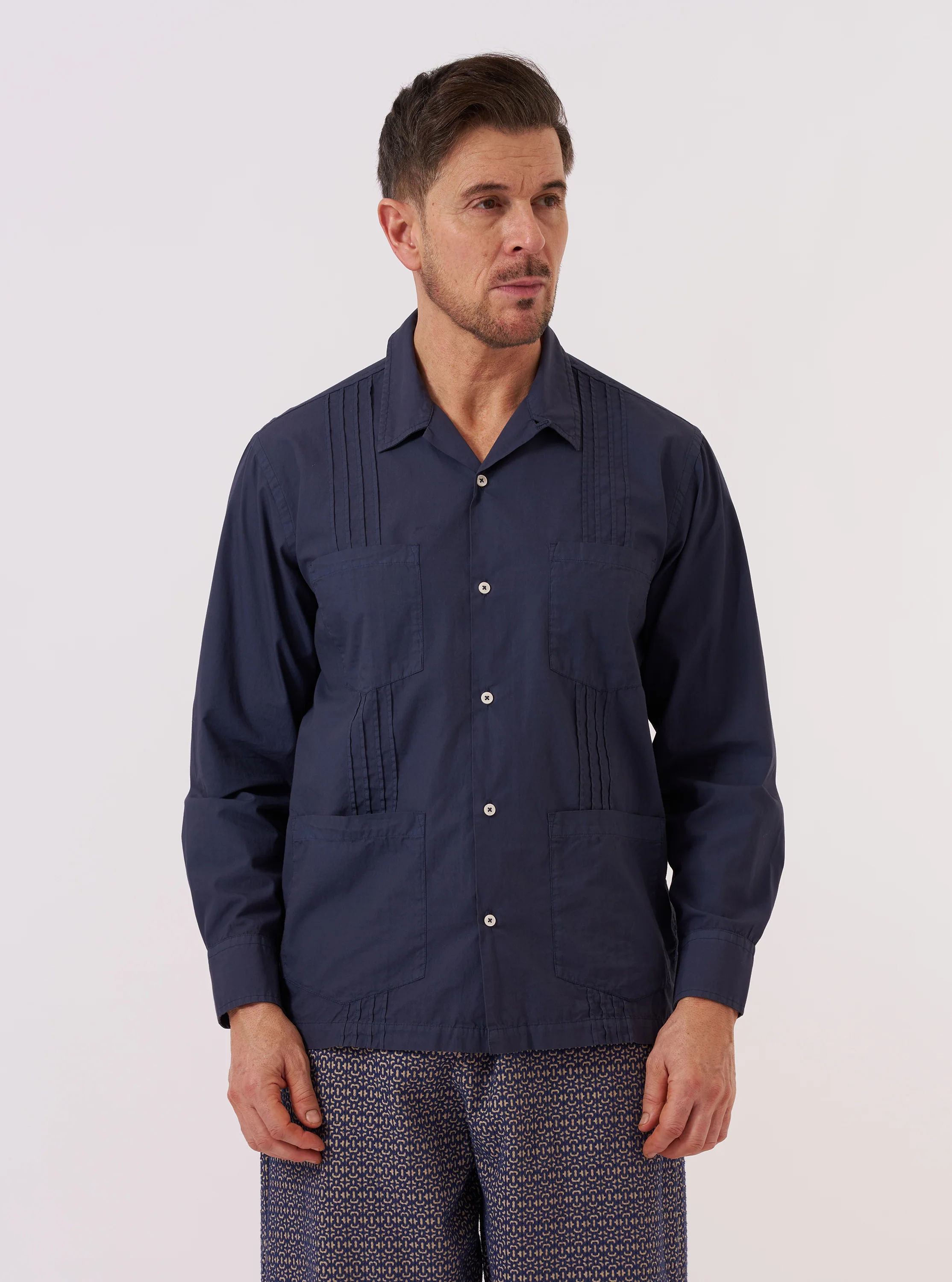 Navy Poplin Dwight Overshirt - Image 2