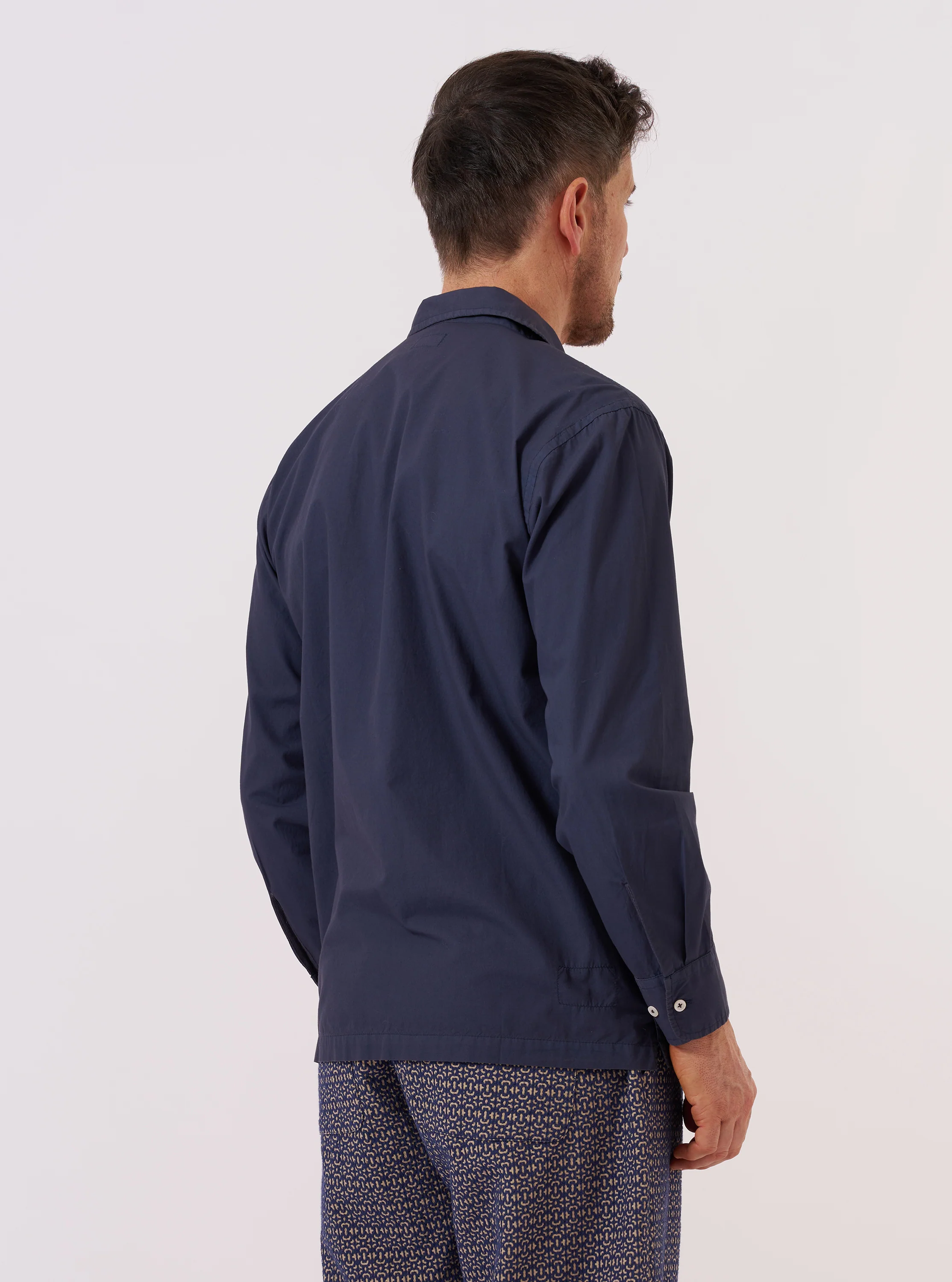 Navy Poplin Dwight Overshirt - Image 3