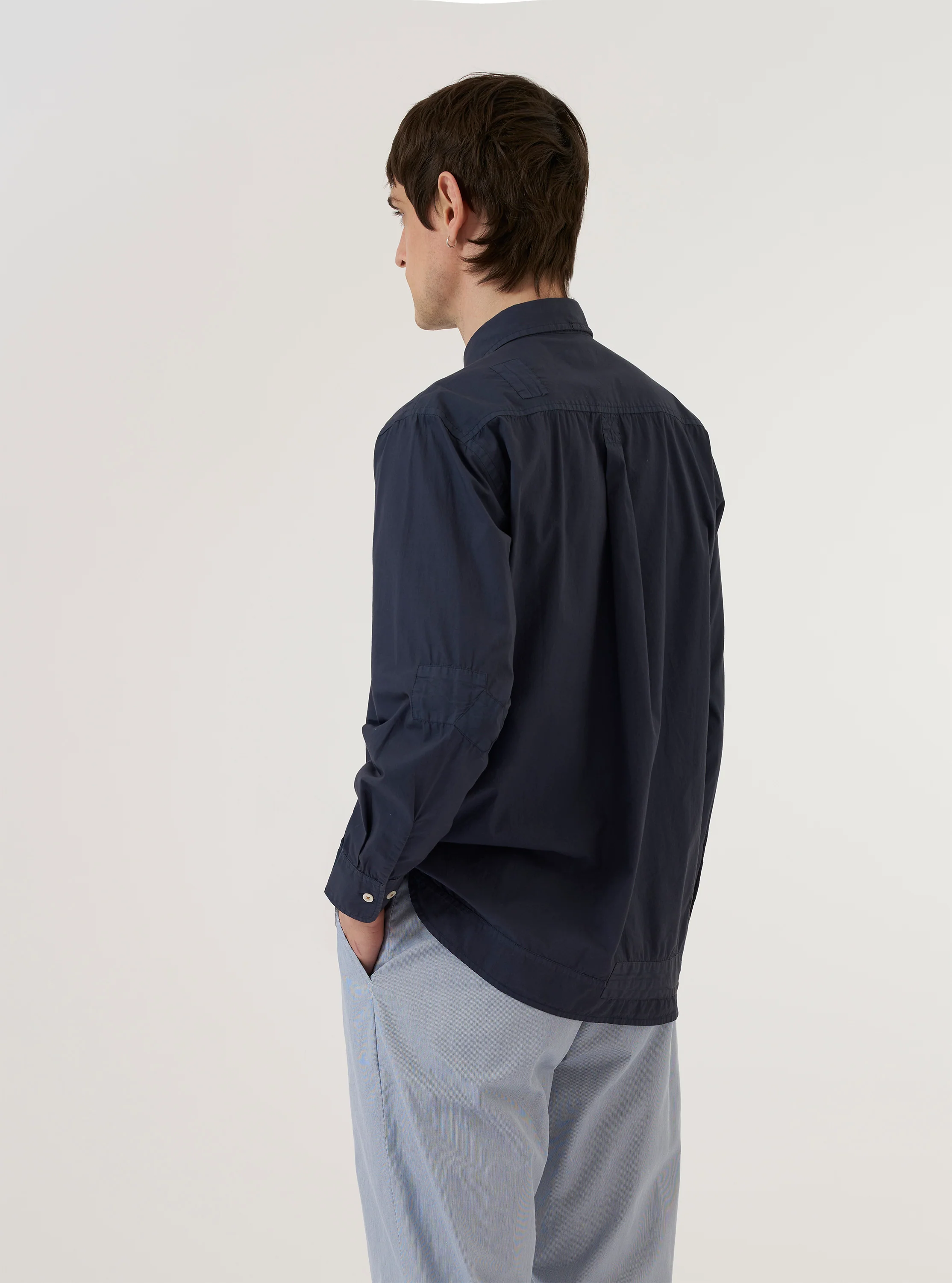 Navy Poplin Patched Lazy Day Shirt - Image 3