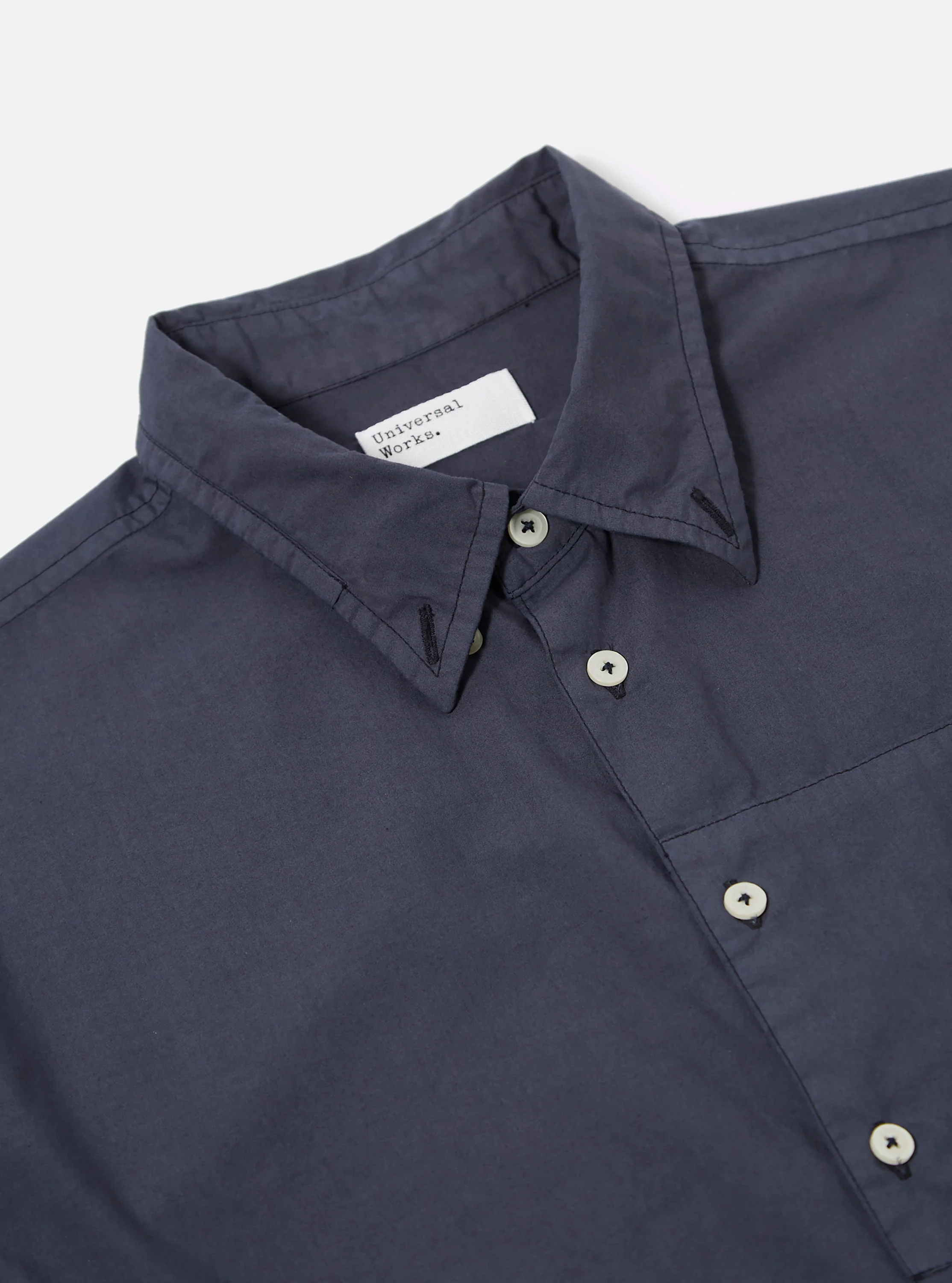 Navy Poplin Patched Lazy Day Shirt - Image 6
