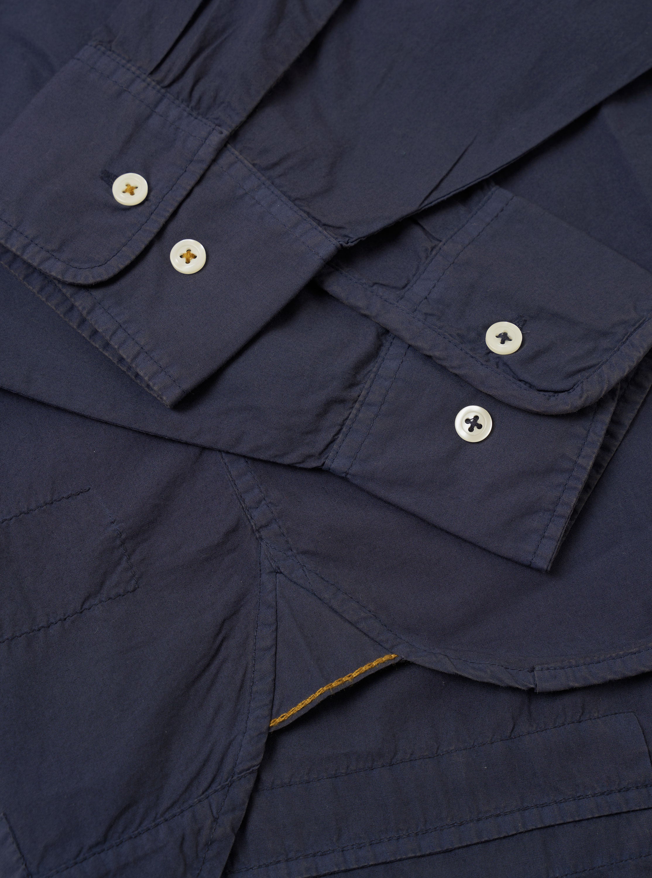 Navy Poplin Patched Lazy Day Shirt - Image 7