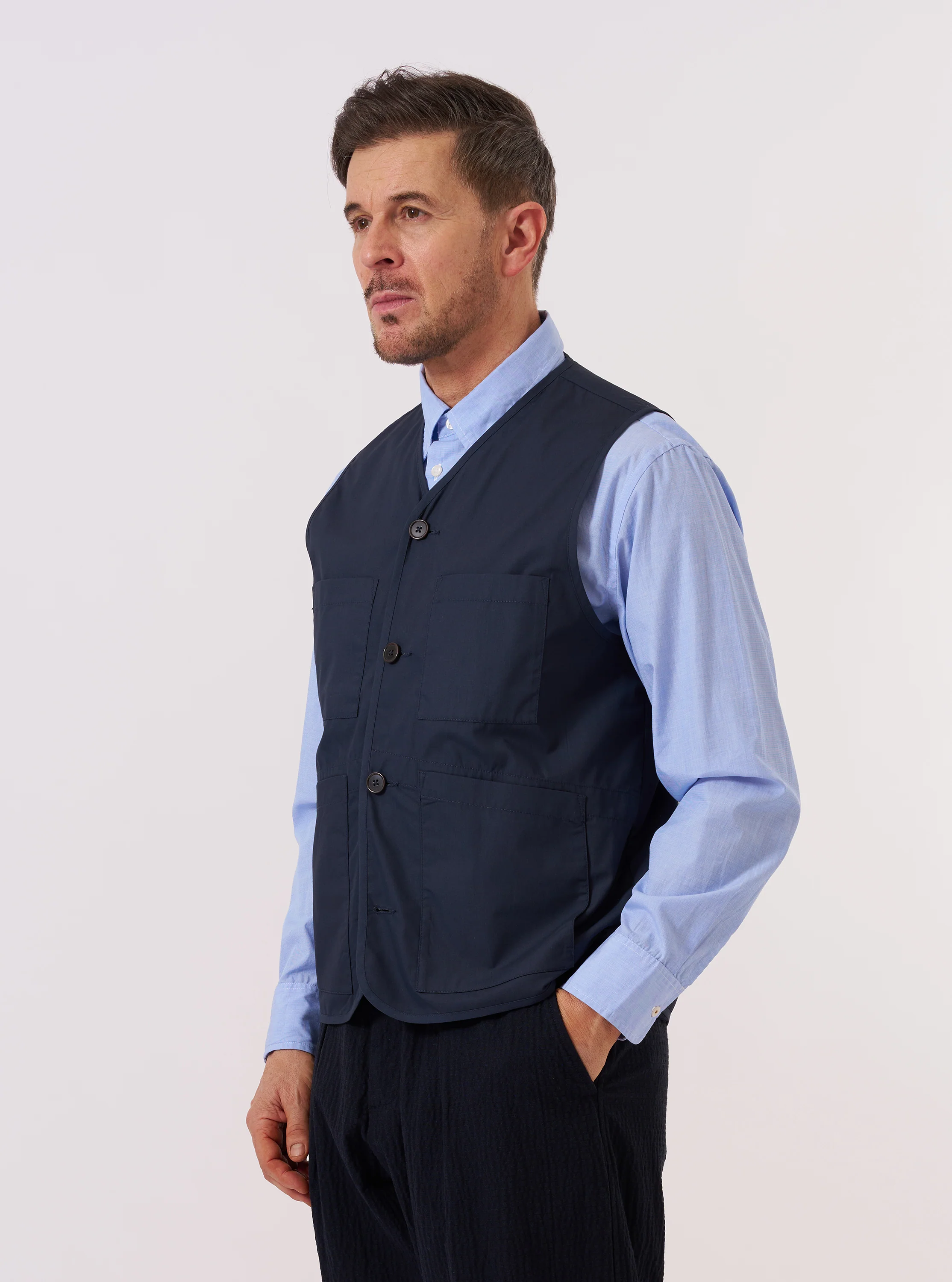 Navy Recycled Polytech City Waistcoat - Image 2