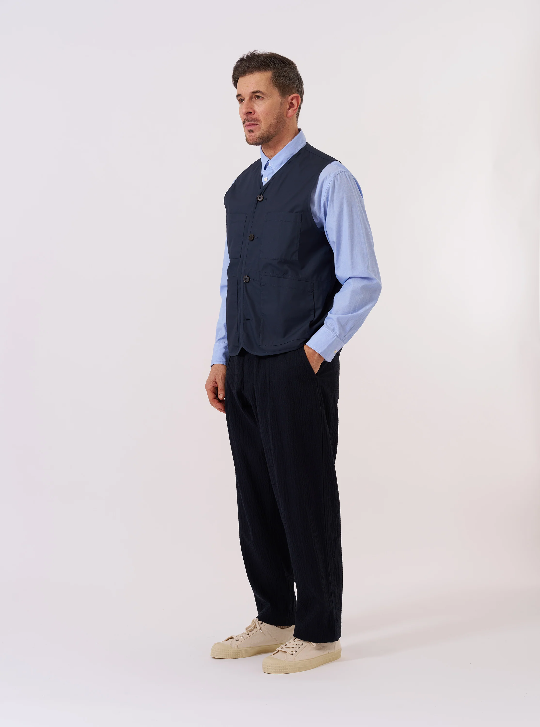 Navy Recycled Polytech City Waistcoat - Image 7