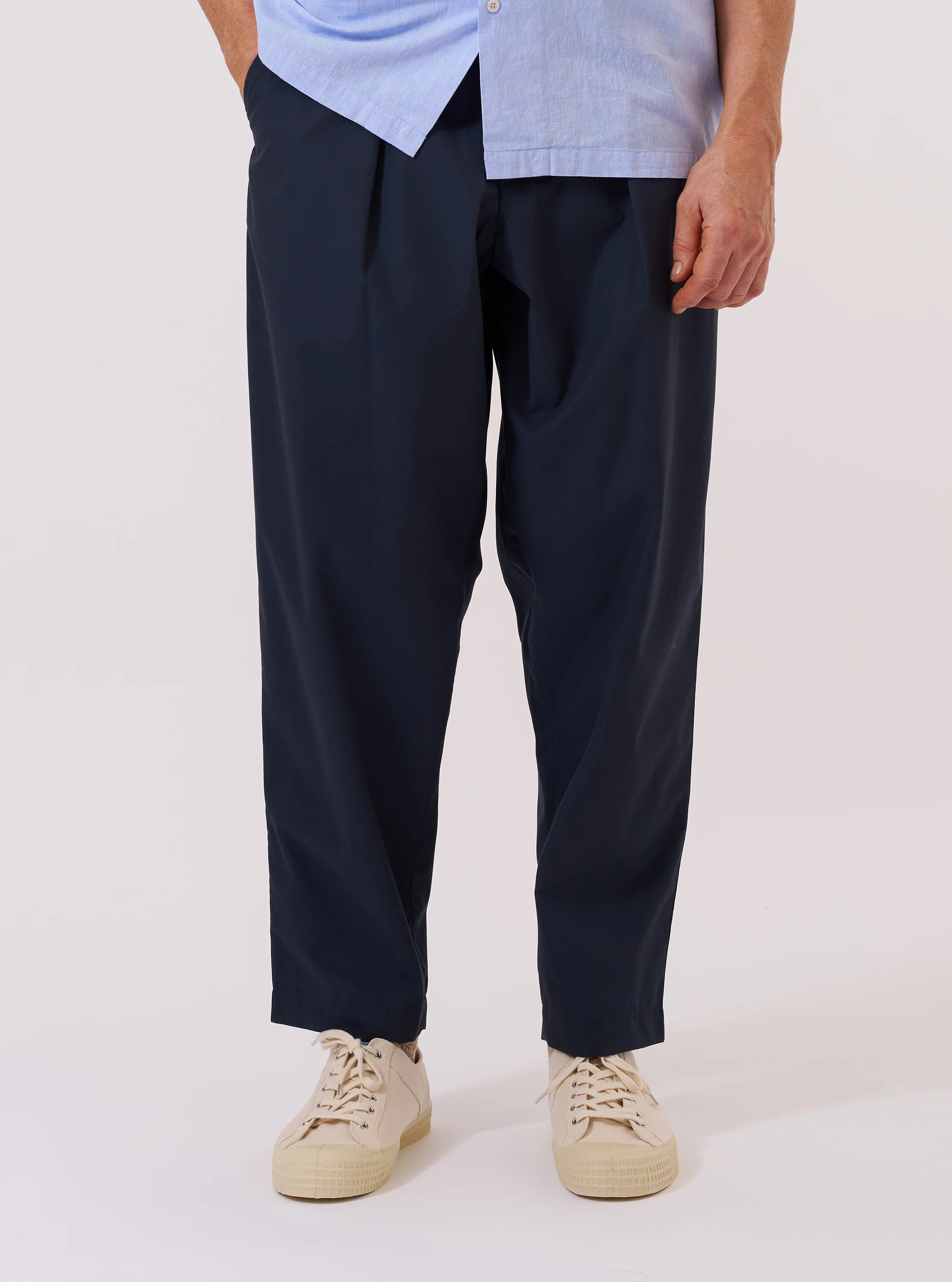 Navy Recycled Polytech Pleated Track Pant - Image 2