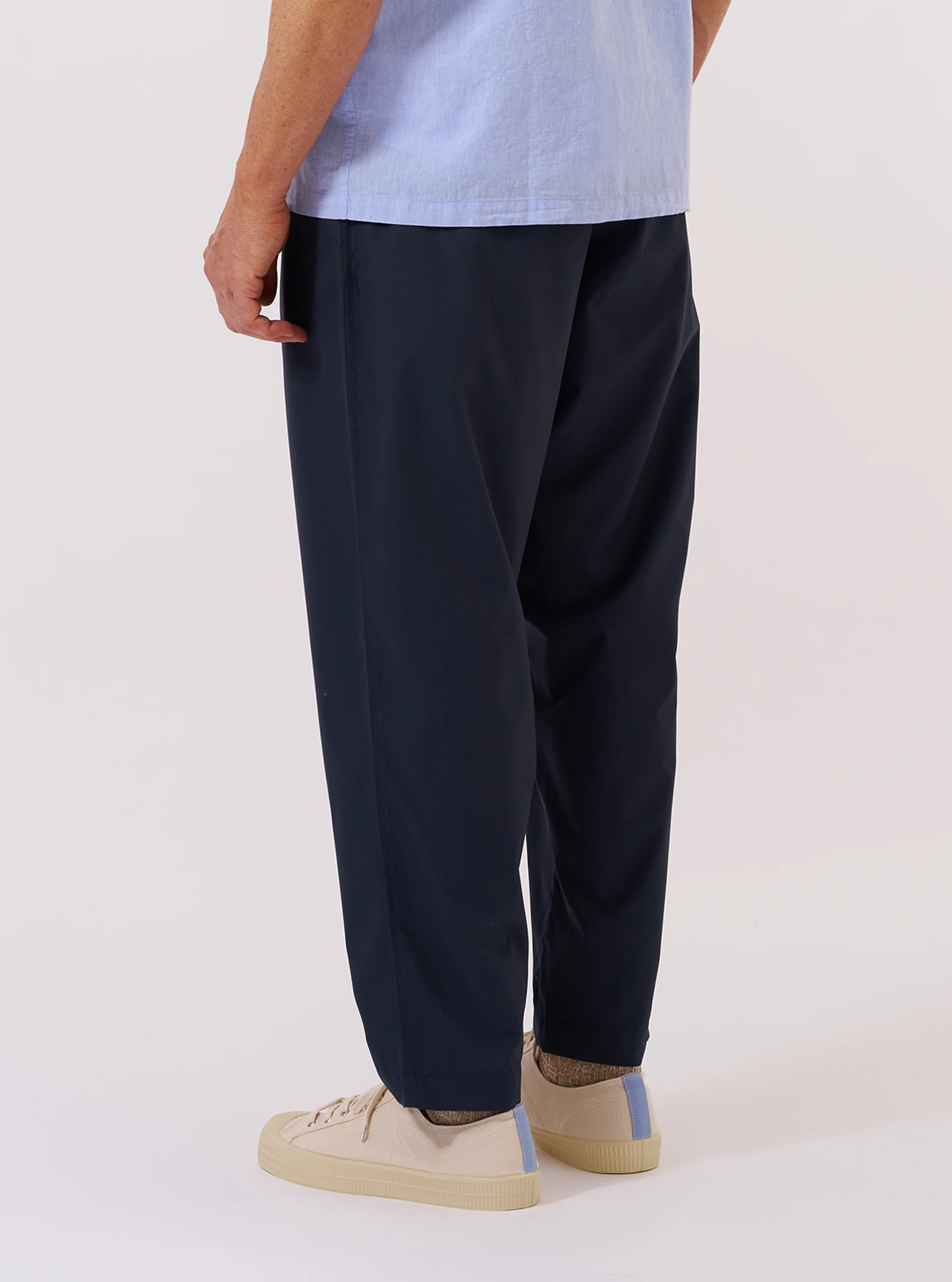 Navy Recycled Polytech Pleated Track Pant - Image 3