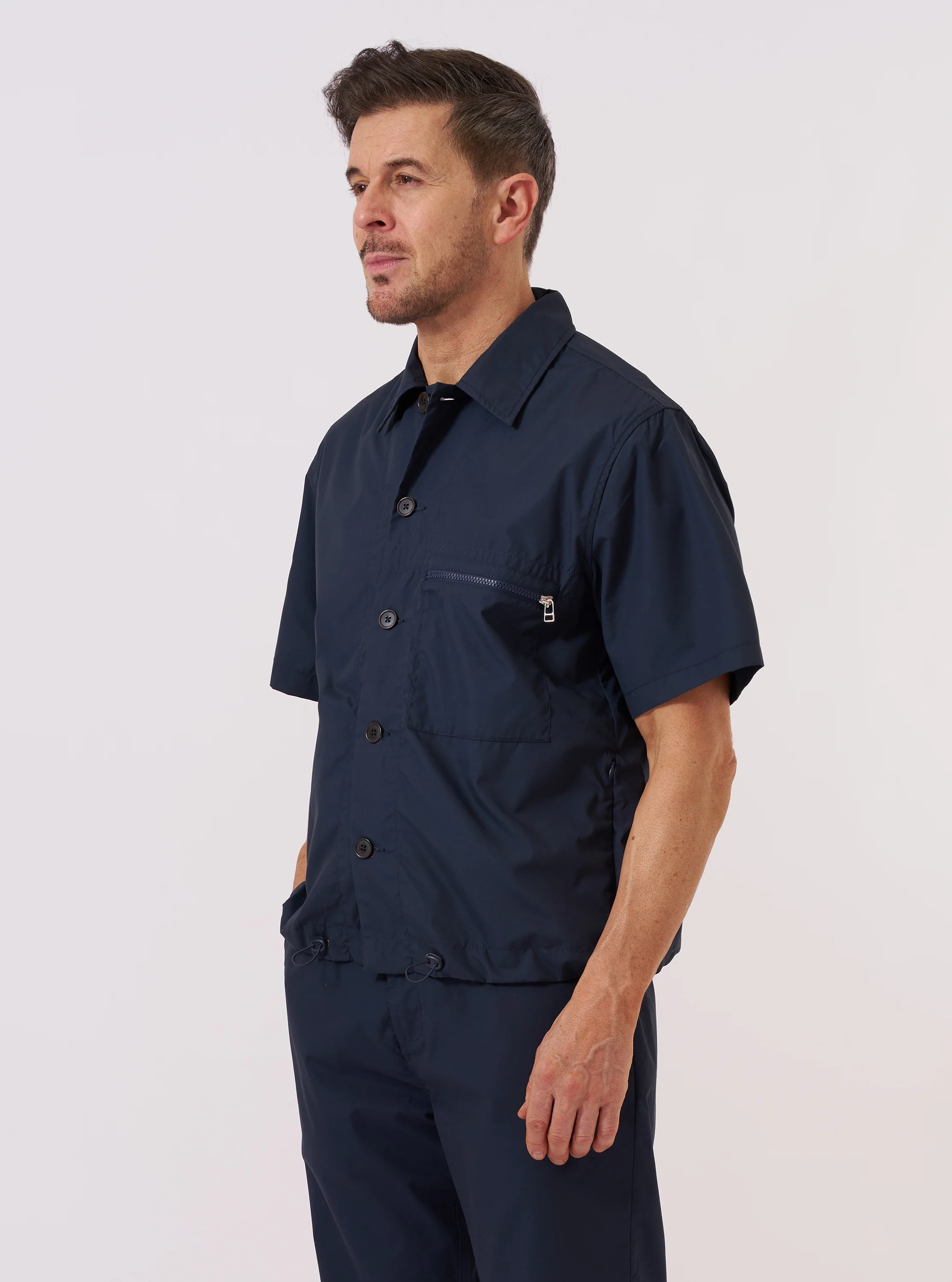 Navy Recycled Polytech Z Tech Overshirt - Image 2