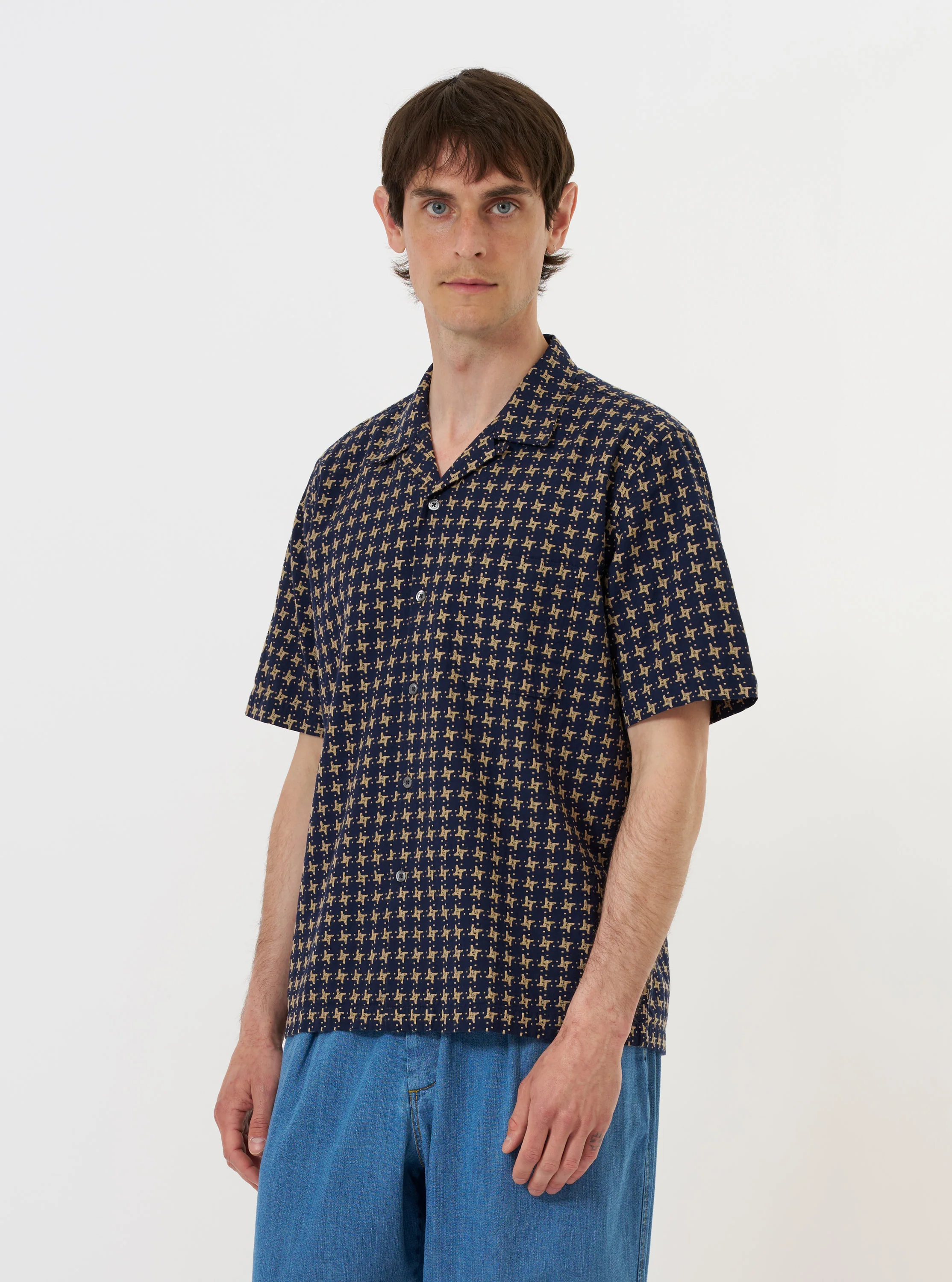 Navy/Sand Rhodes 8 Cotton Road Shirt - Image 2