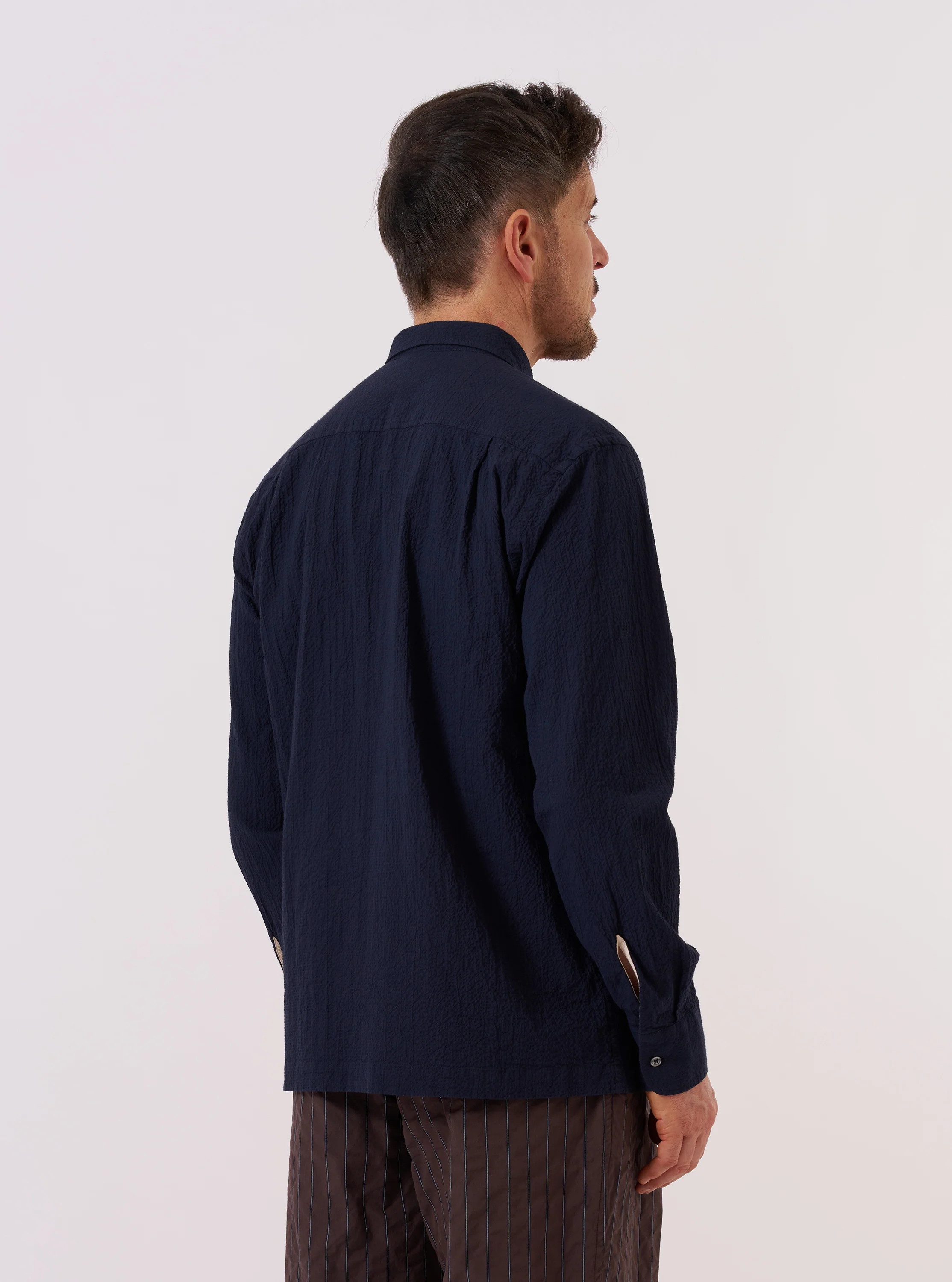 Navy Seersucker Shirting Lucky Shirt - Image 3
