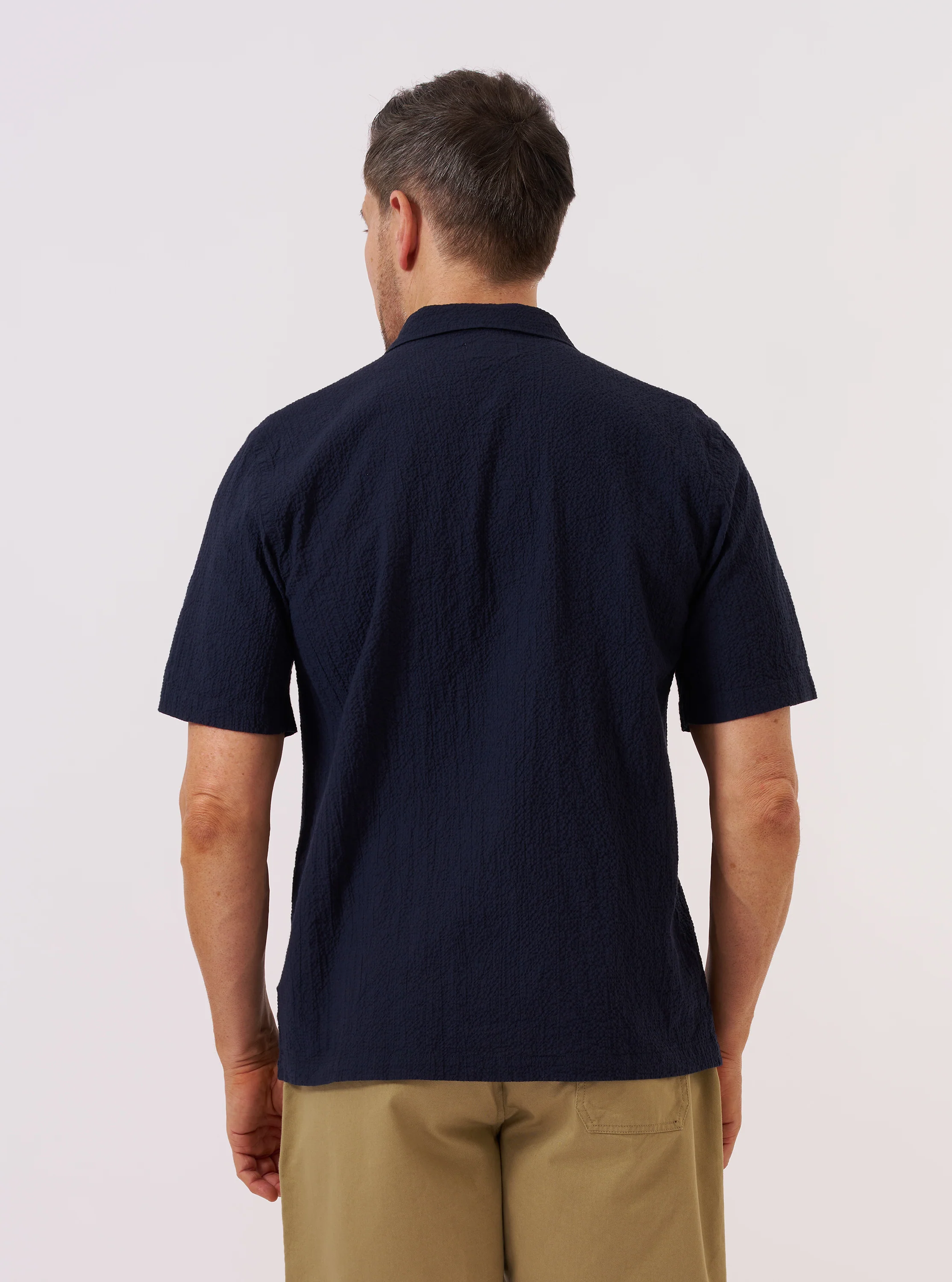 Navy Seersucker Shirting Road Shirt - Image 3