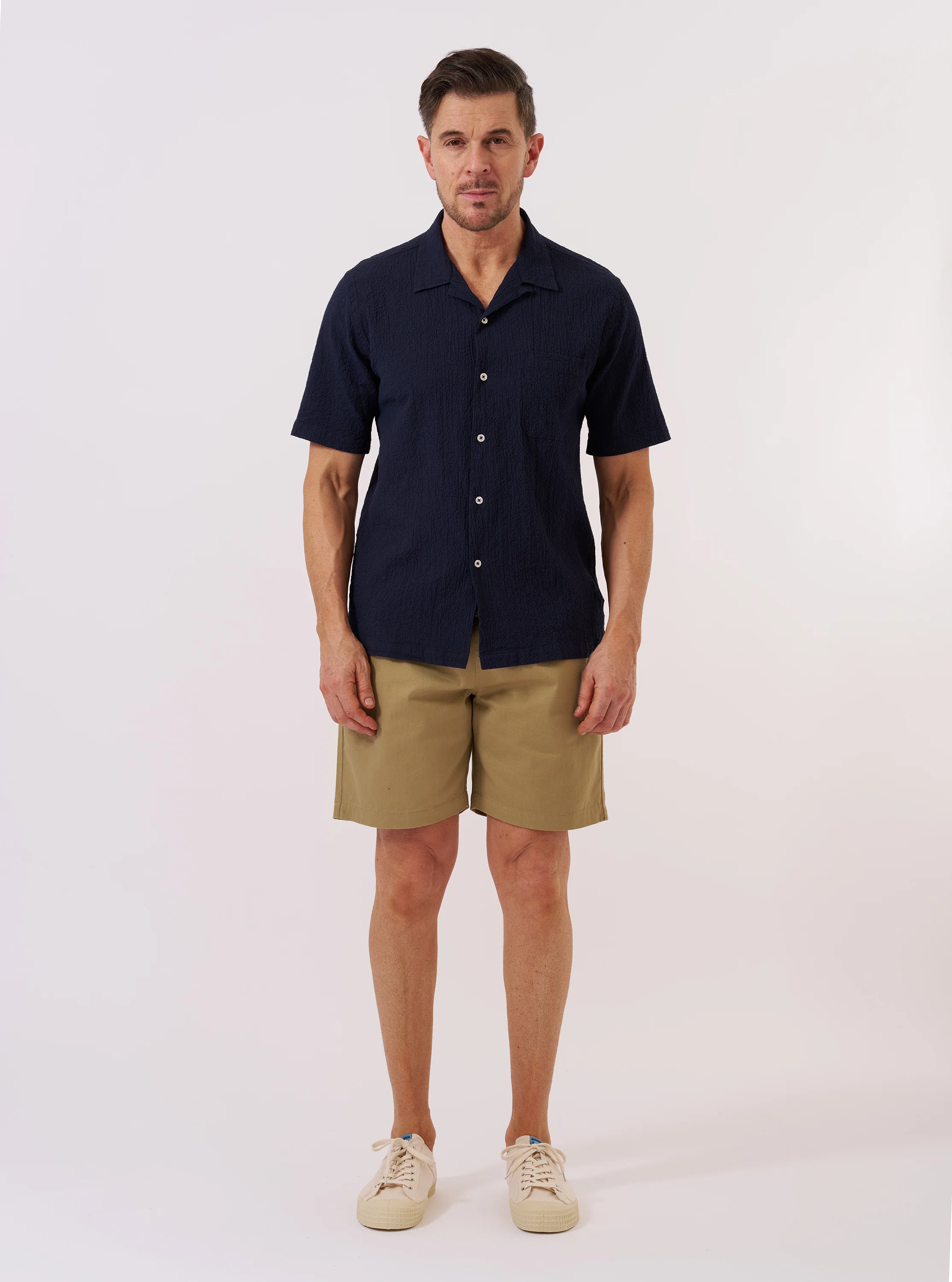 Navy Seersucker Shirting Road Shirt - Image 7