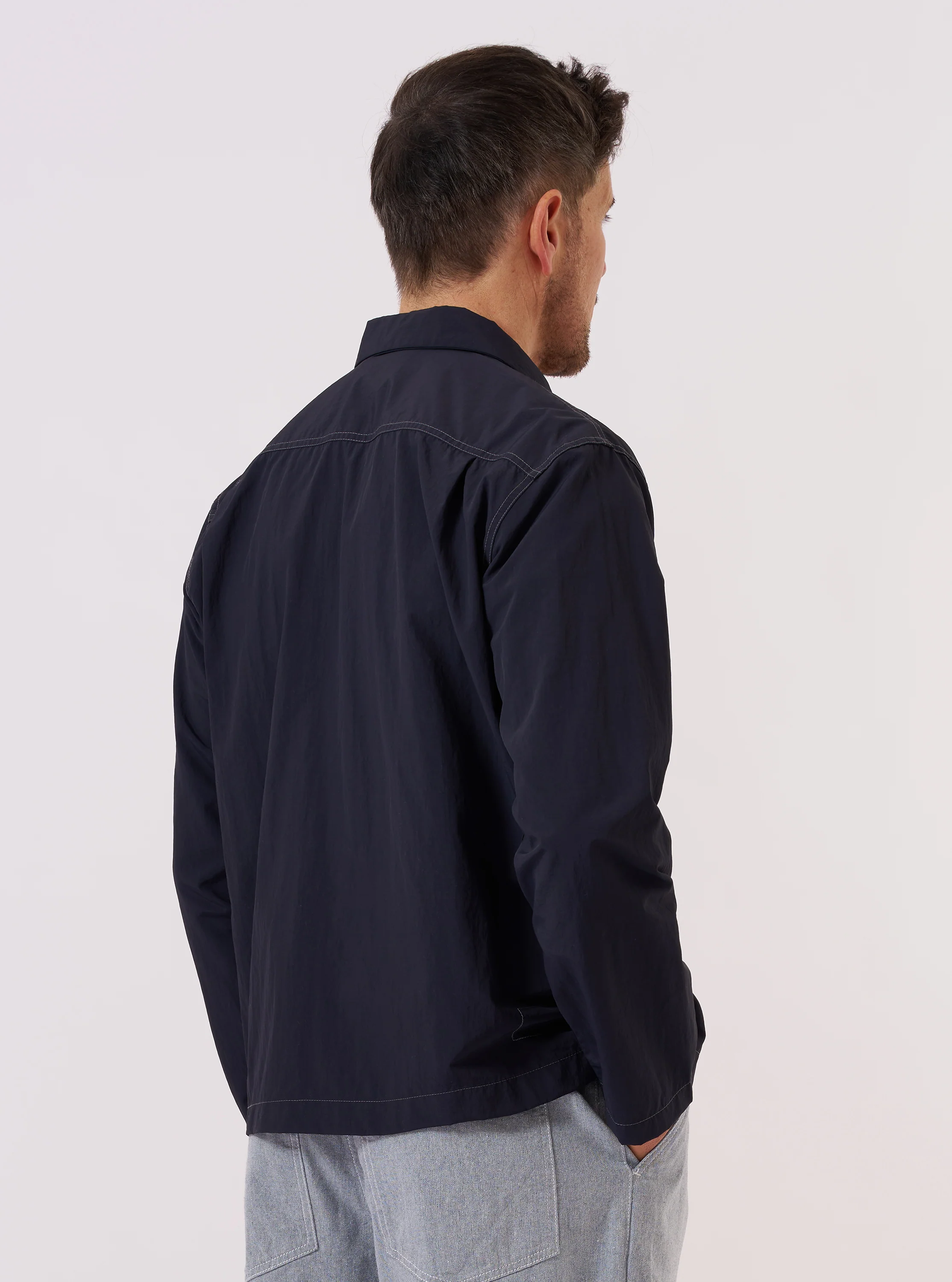 Navy Seo Recycled Nylon Zip Too Shirt - Image 3