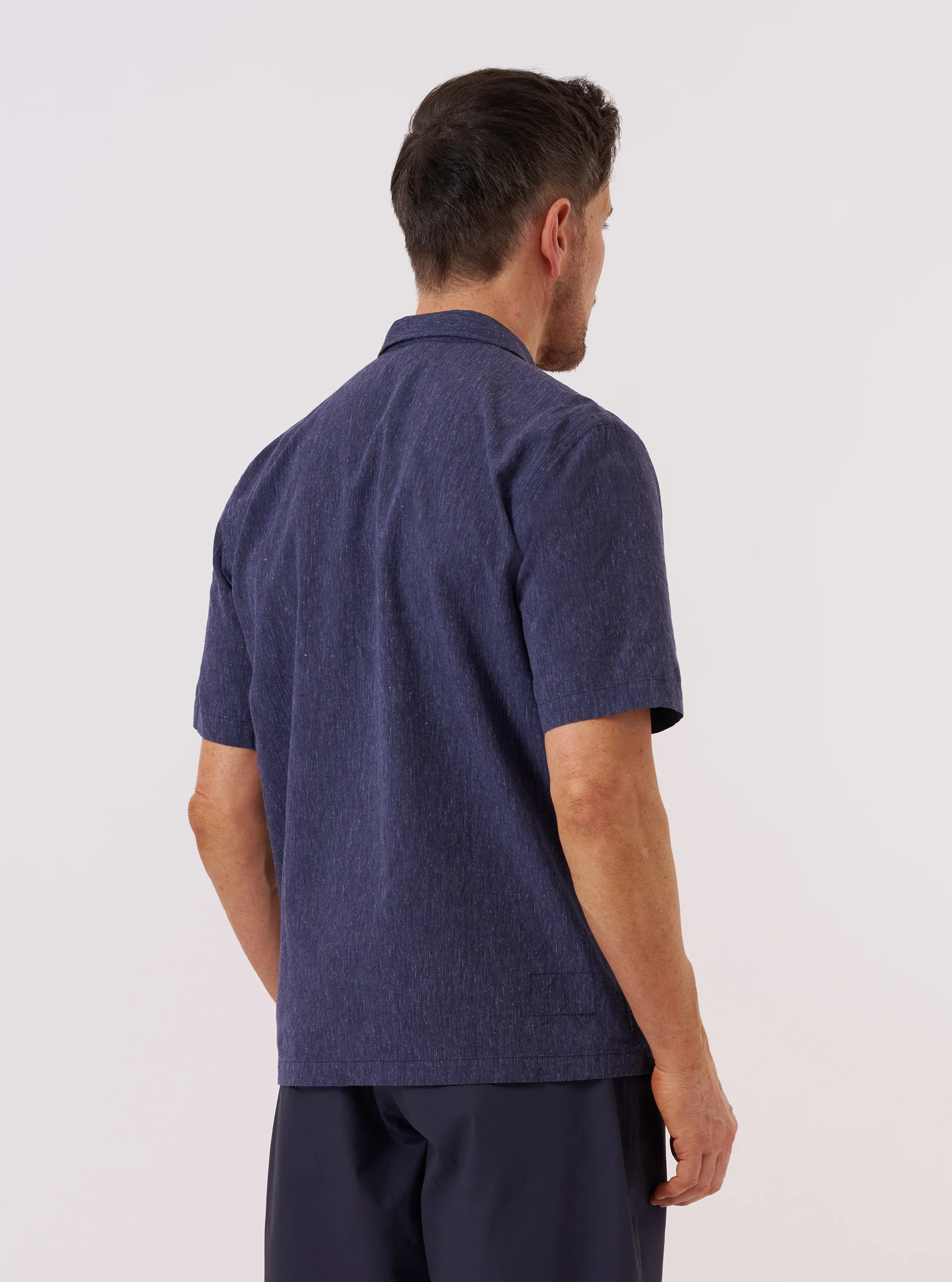 Navy Sido Linen Mix Road Shirt - Image 3