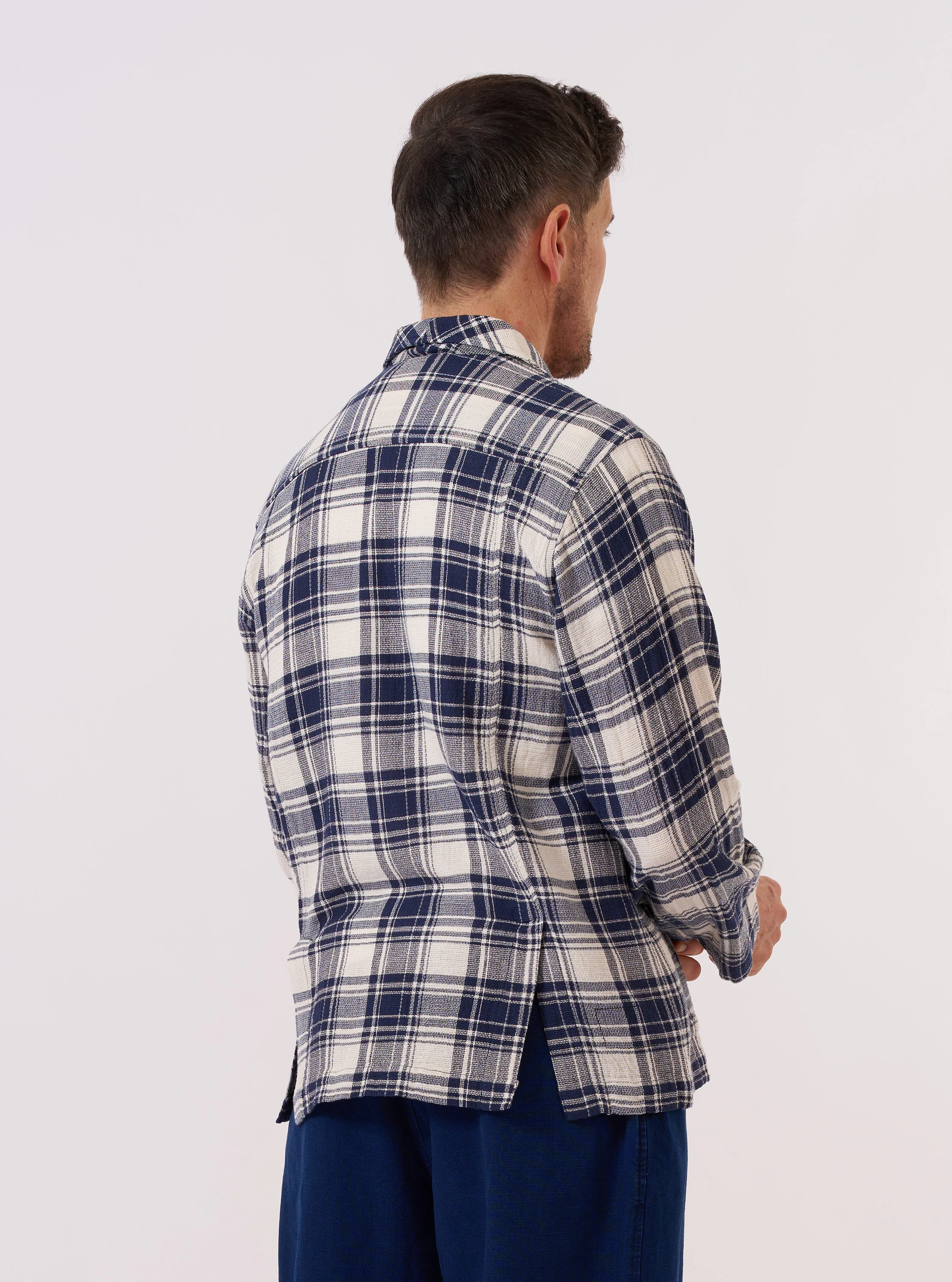 Navy Texture Plaid Cancun Jacket - Image 3