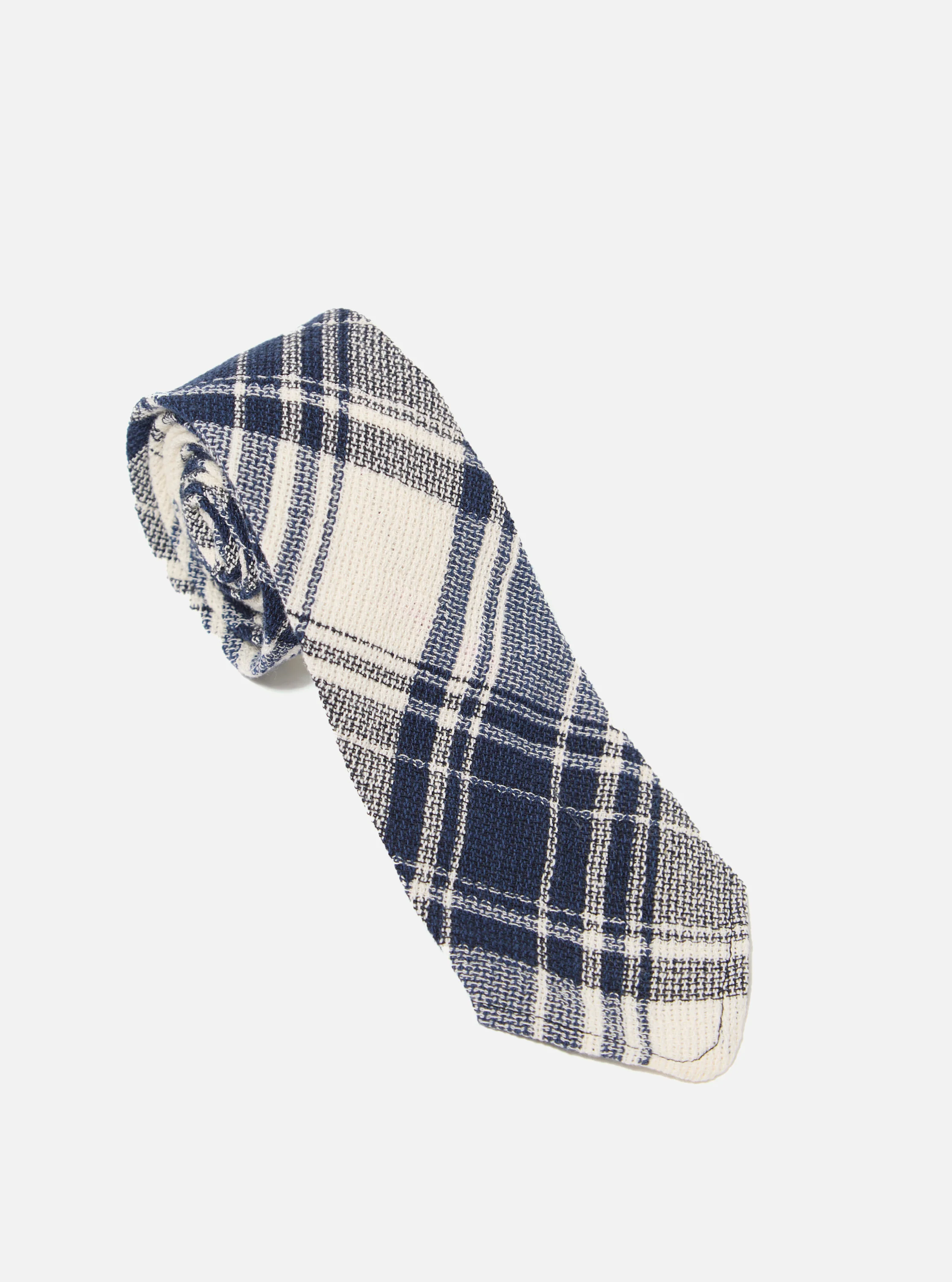 Navy Texture Plaid Tie - Image 3