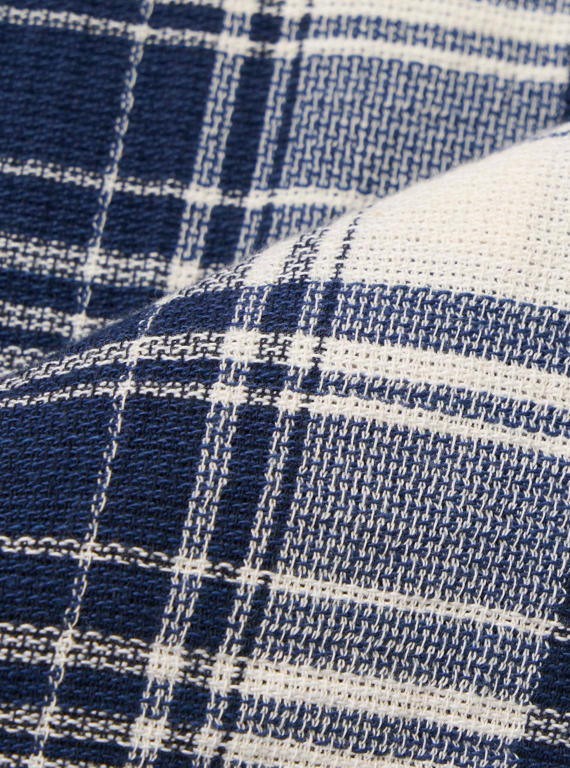 Navy Texture Plaid Zip Shirt - Image 4