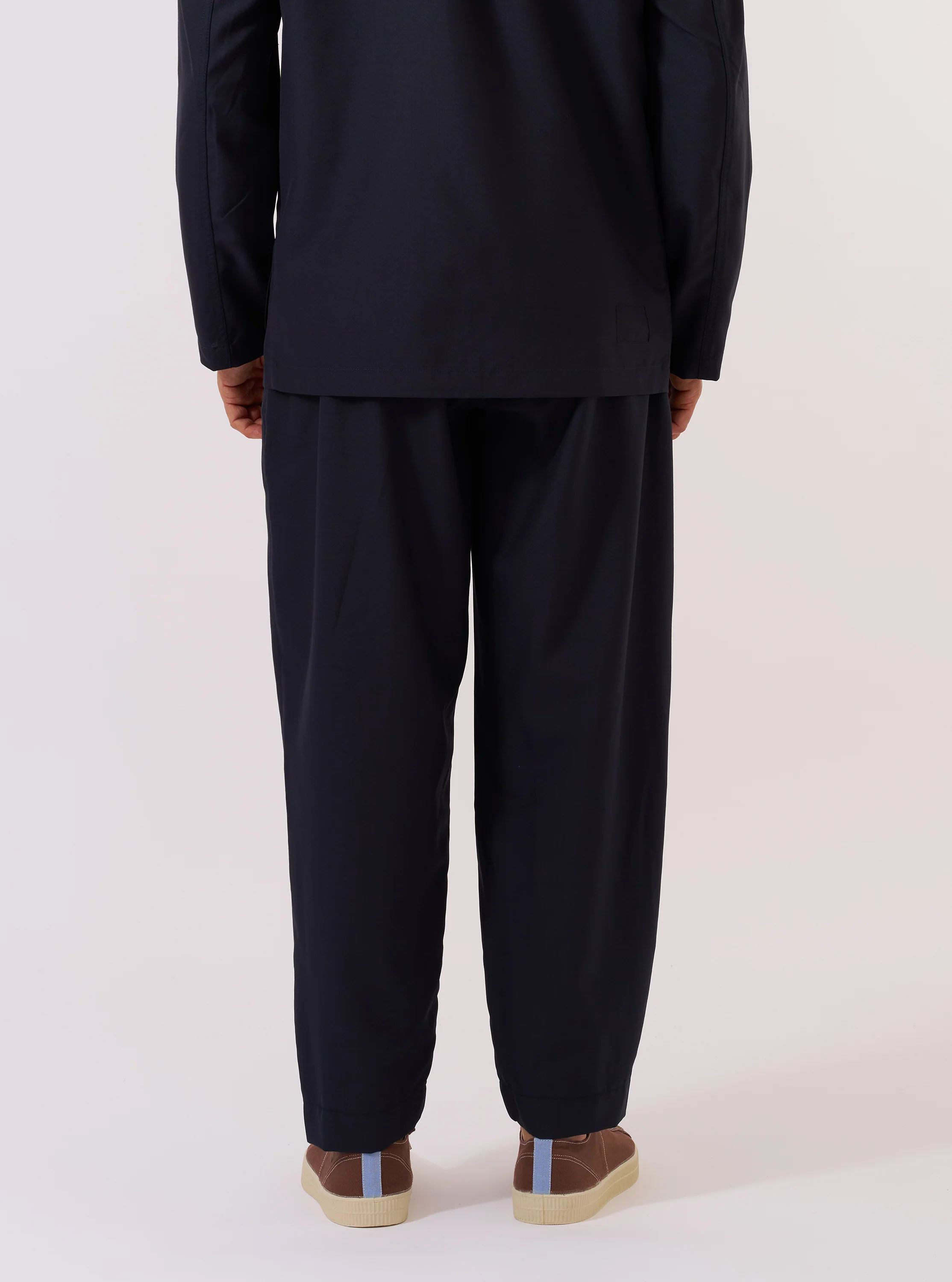 Navy Tropical Suiting Pleated Track Pant - Image 3