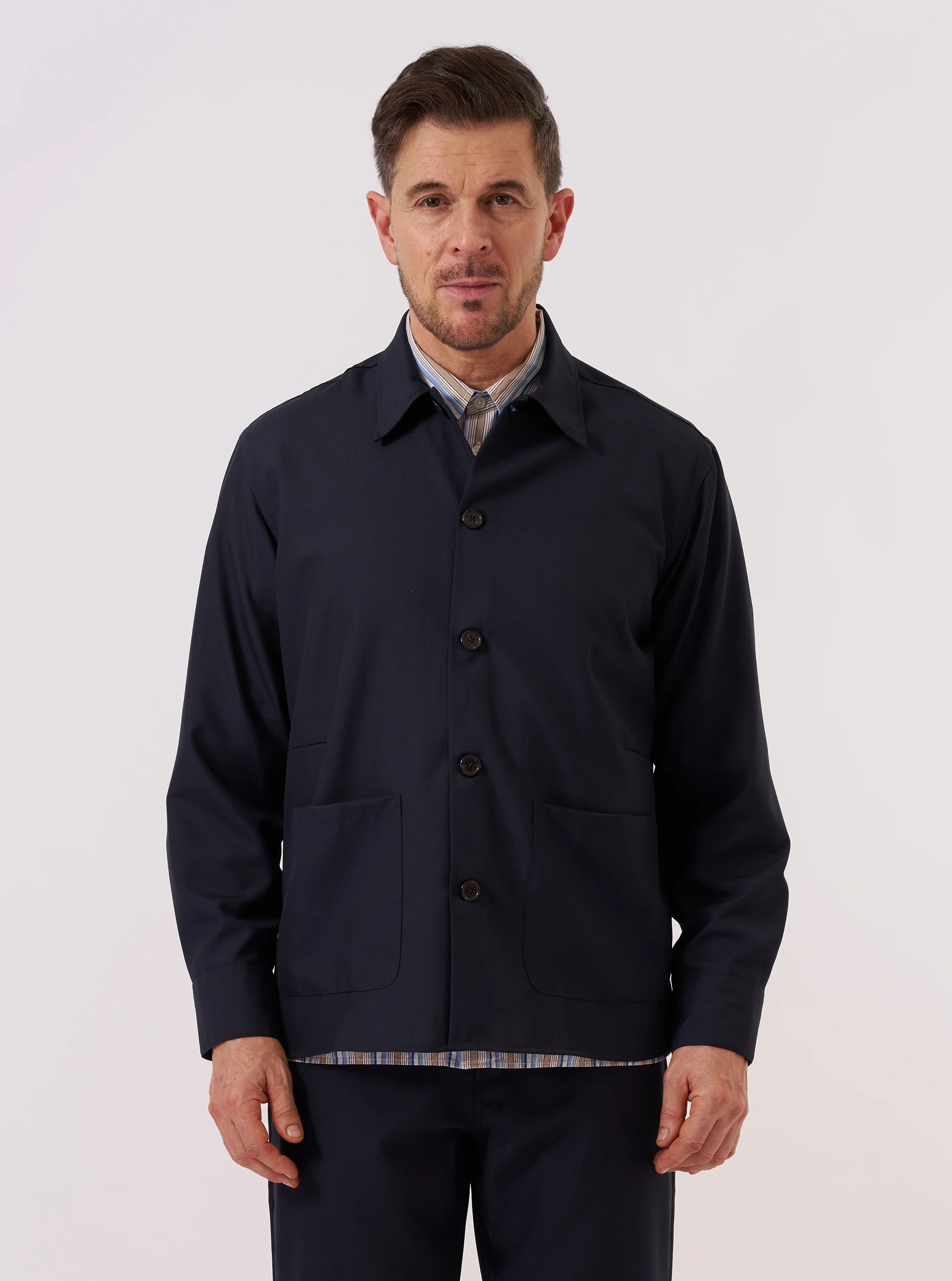 Navy Tropical Suiting Travail Overshirt - Image 2