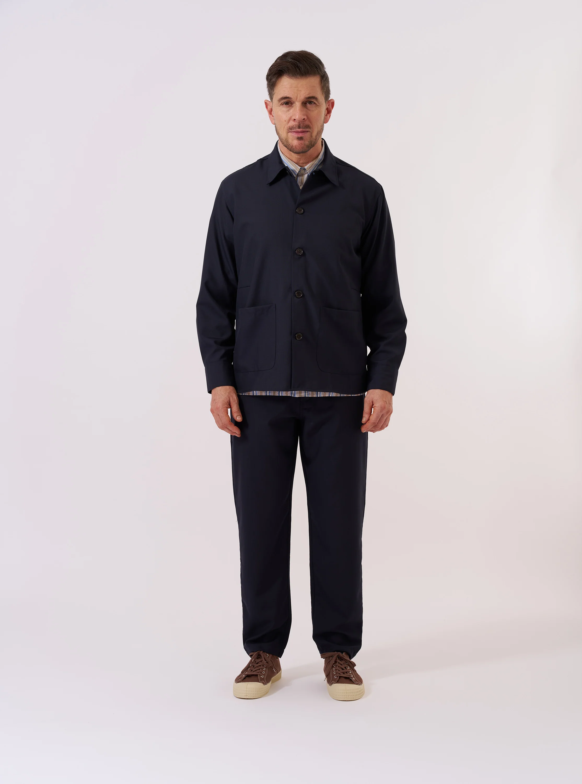 Navy Tropical Suiting Travail Overshirt - Image 7