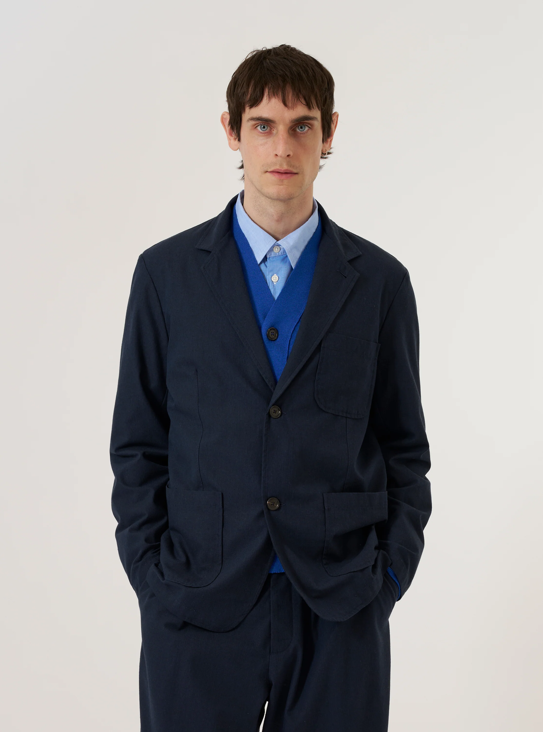 Navy Valencia Cotton Two Button Jacket - Image 2