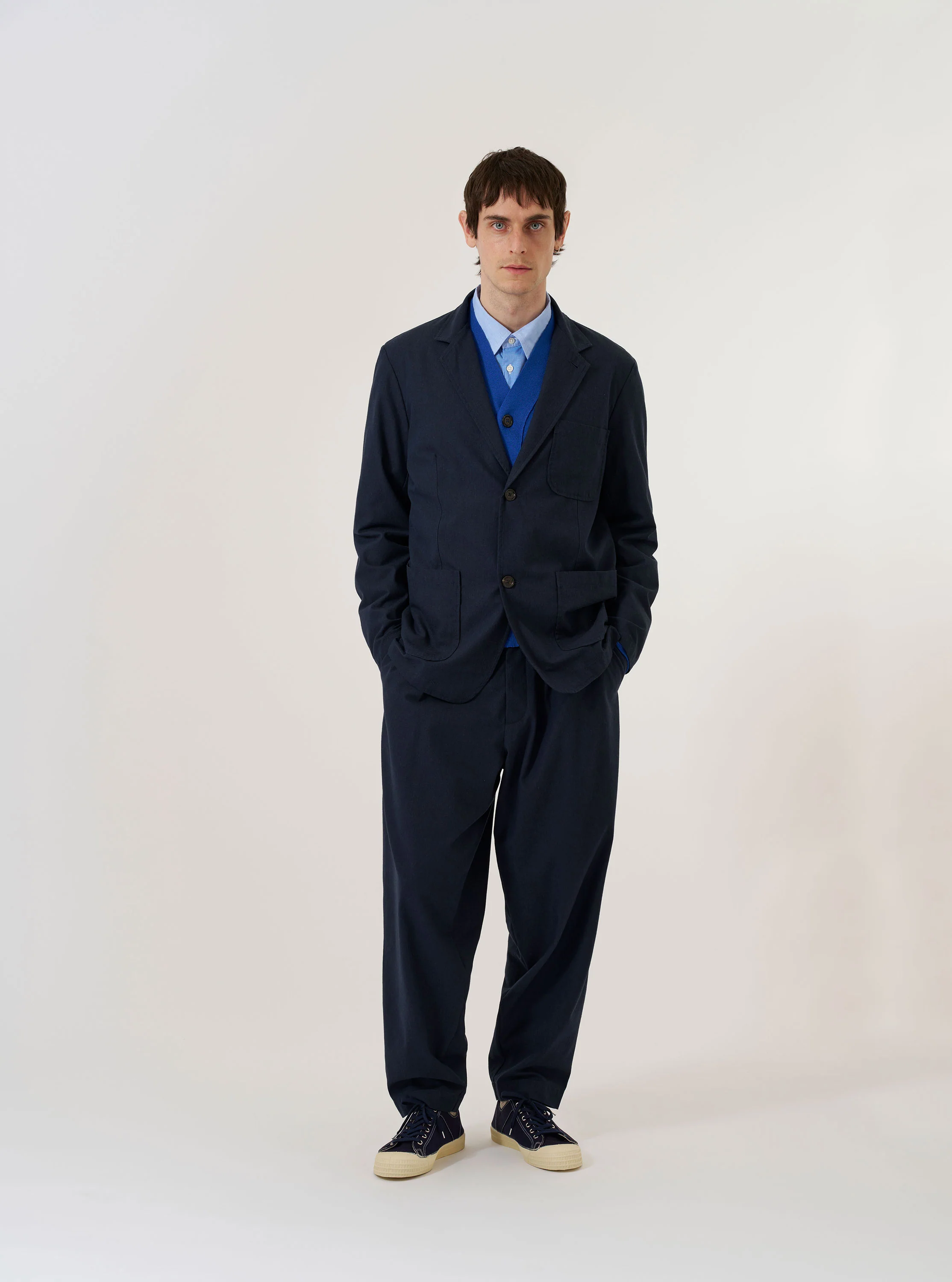 Navy Valencia Cotton Two Button Jacket - Image 8