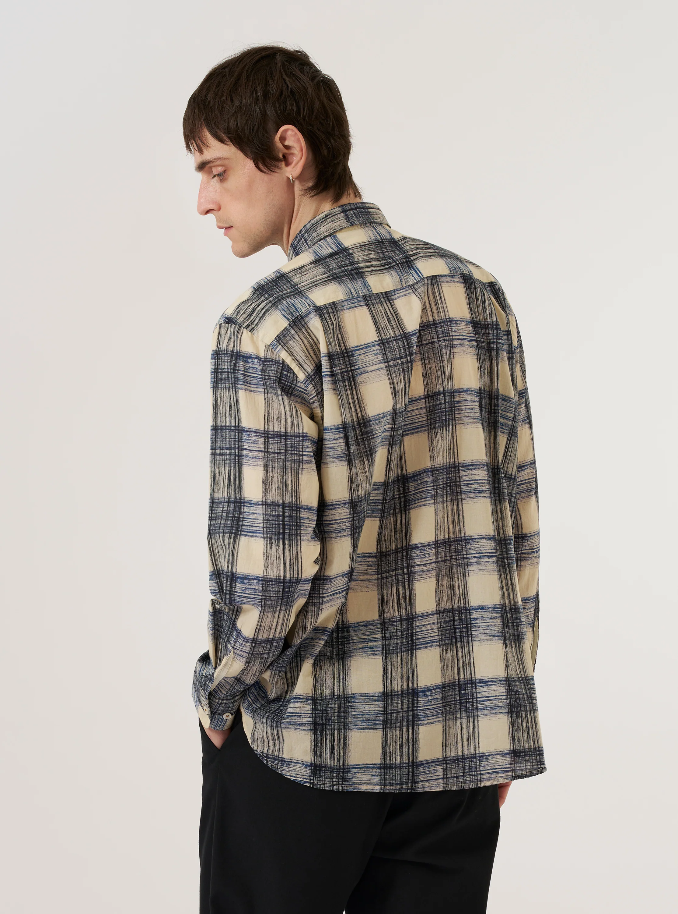 Navy Window Panes Square Pocket Shirt - Image 3