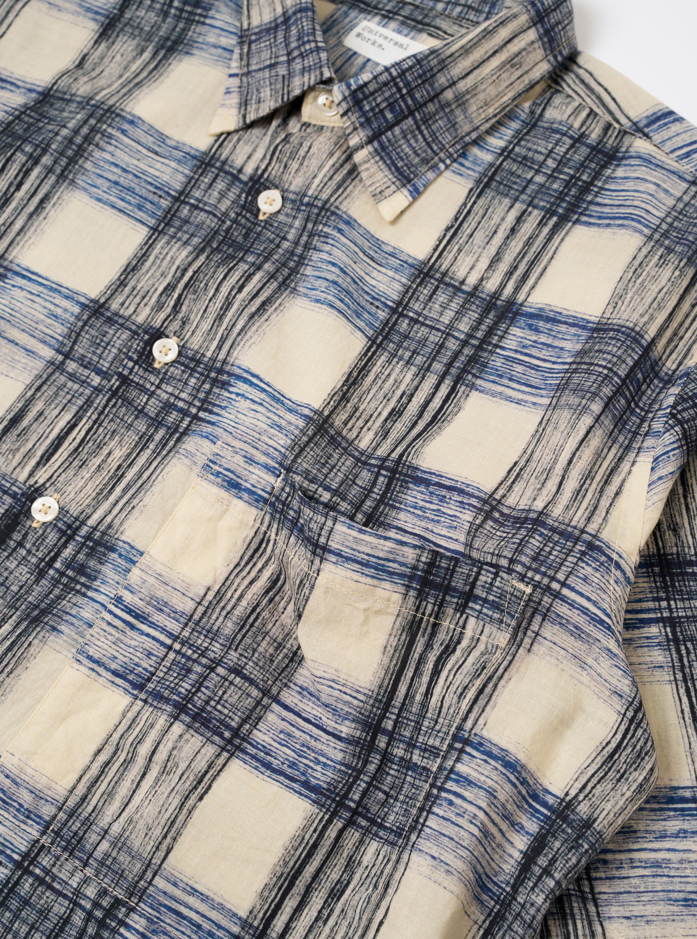 Navy Window Panes Square Pocket Shirt - Image 6